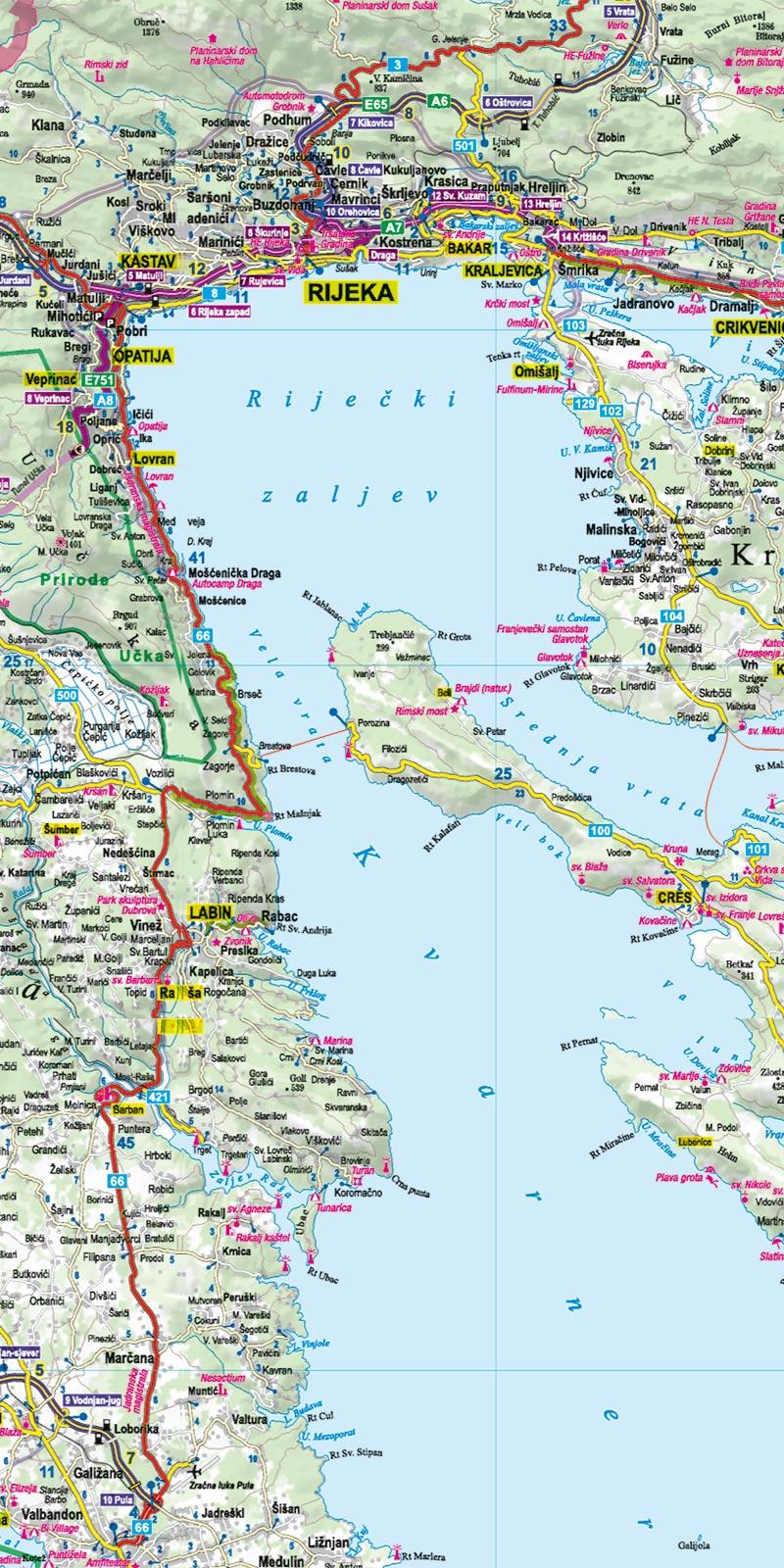 Beispielinhalt (Bild) MoTourMaps Adriaküste Slowenien . Kroatien . Montenegro Auto- und Motorradkarte 1:300.000