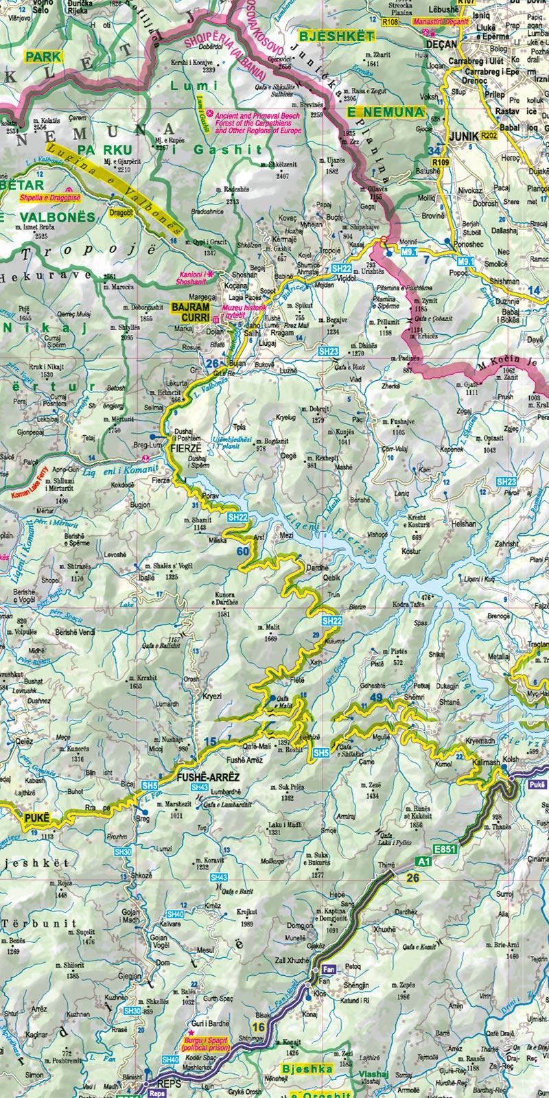 Beispielinhalt (Bild) MoTourMaps Albanien Auto- und Motorradkarte 1:280.000