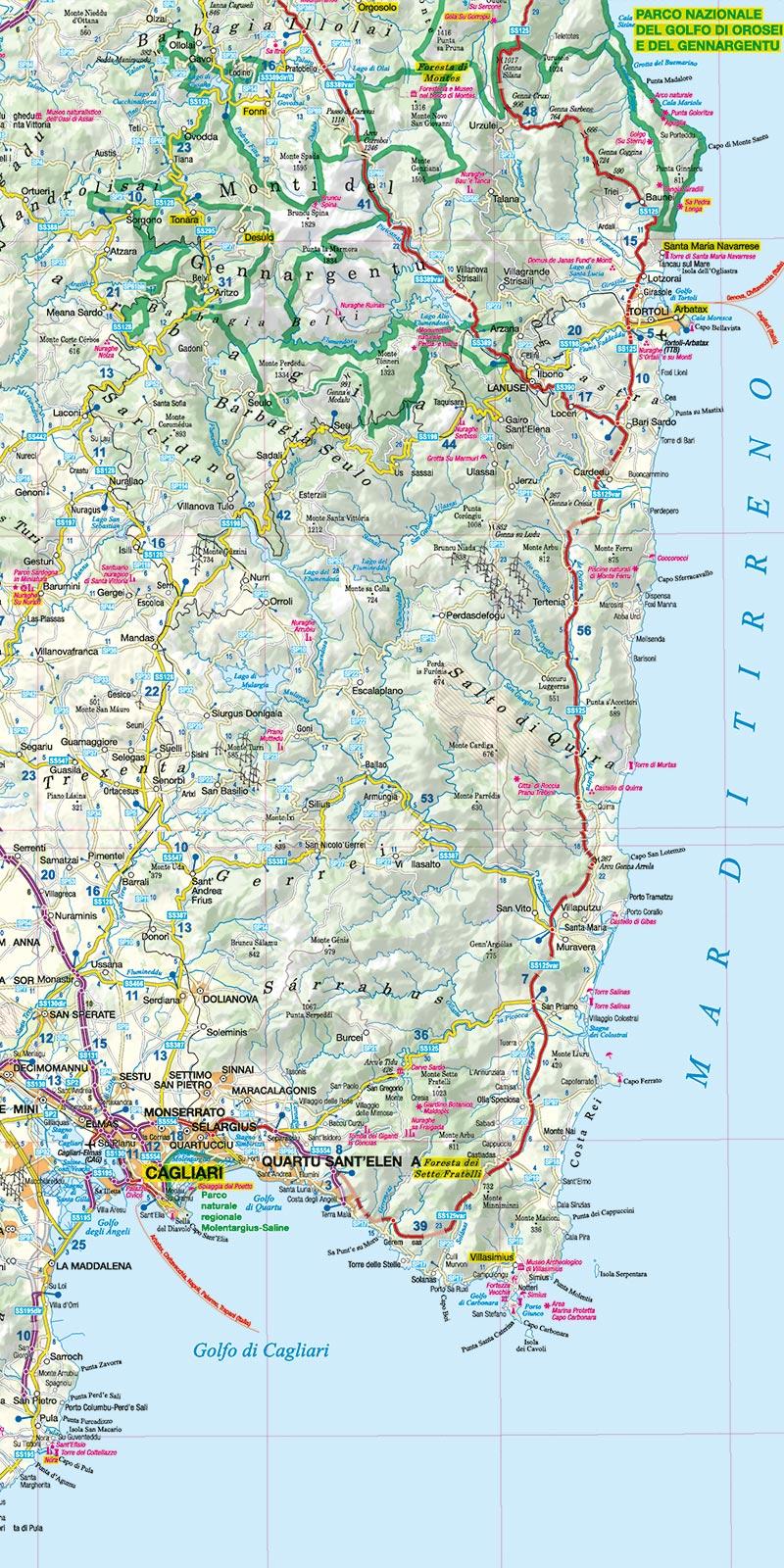 Beispielinhalt (Bild) MoTourMaps Sardinien Auto- und Motorradkarte 1:330.000