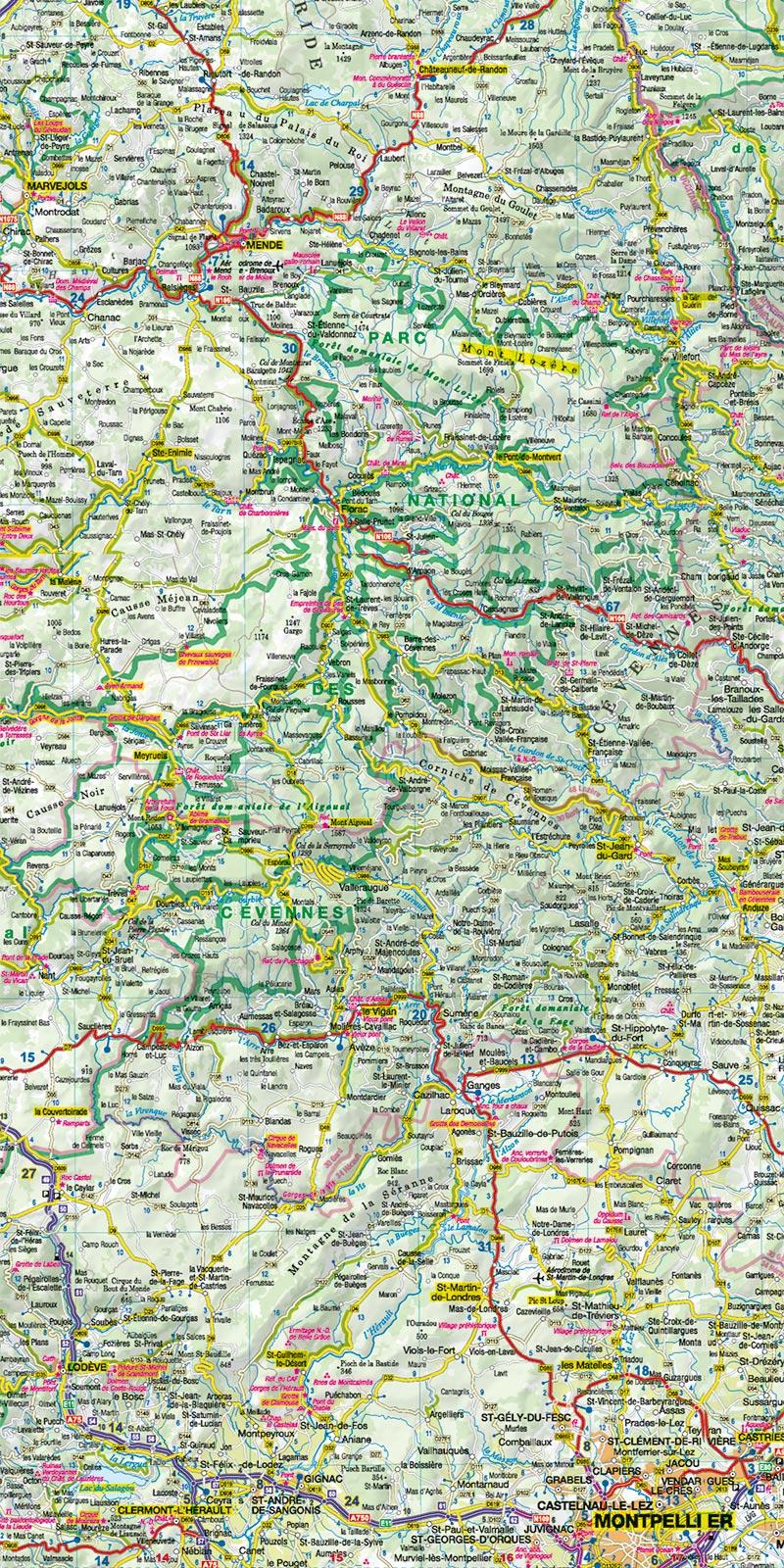 Beispielinhalt (Bild) MoTourMaps Languedoc-Roussillon Auto- und Motorradkarte 1:330.000