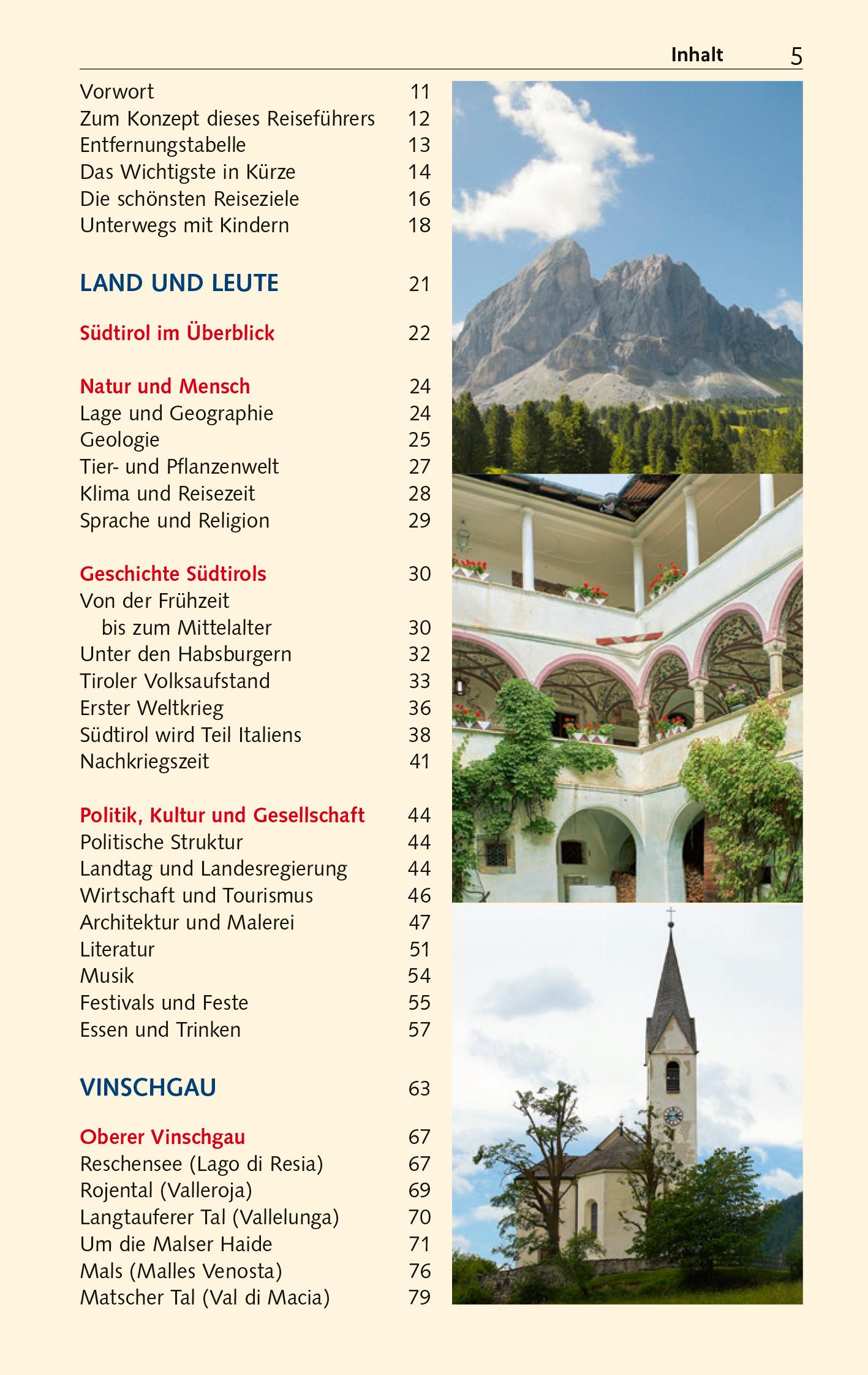 Beispielinhalt (Bild) TRESCHER Reiseführer Südtirol und Trentino