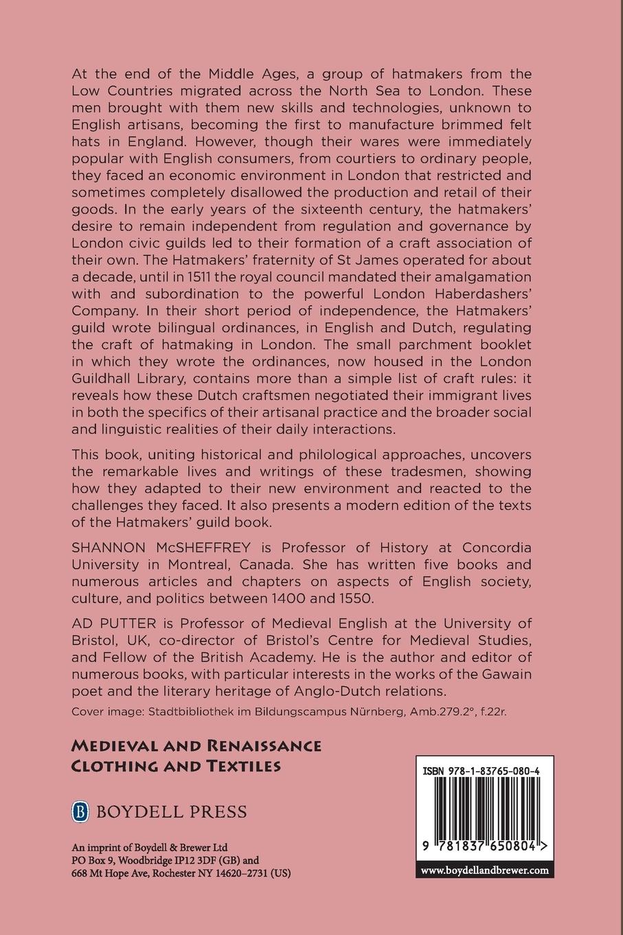 Rückseitencover The Dutch Hatmakers of Late Medieval and Tudor London
