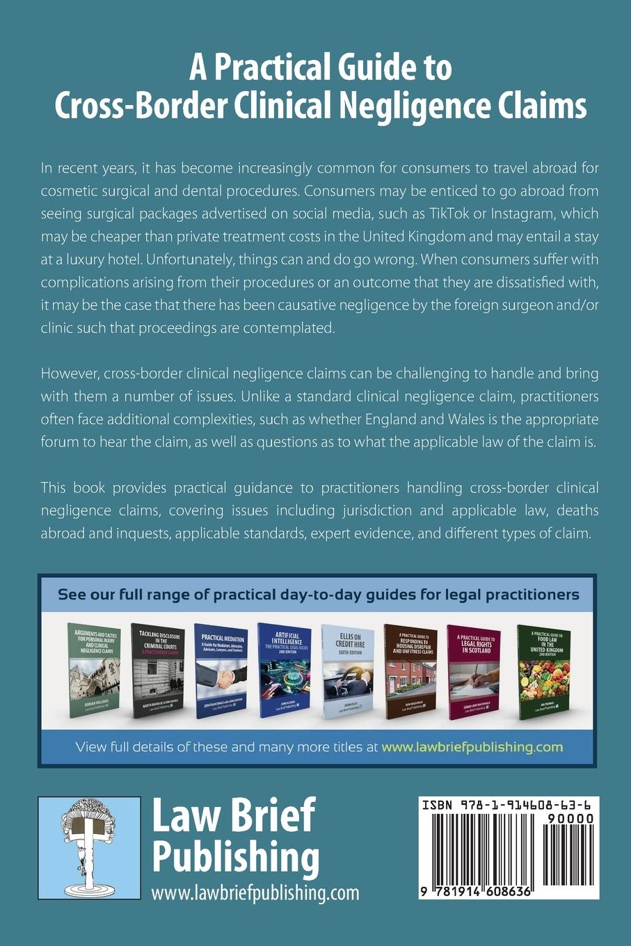 Rückseitencover A Practical Guide to Cross-Border Clinical Negligence Claims
