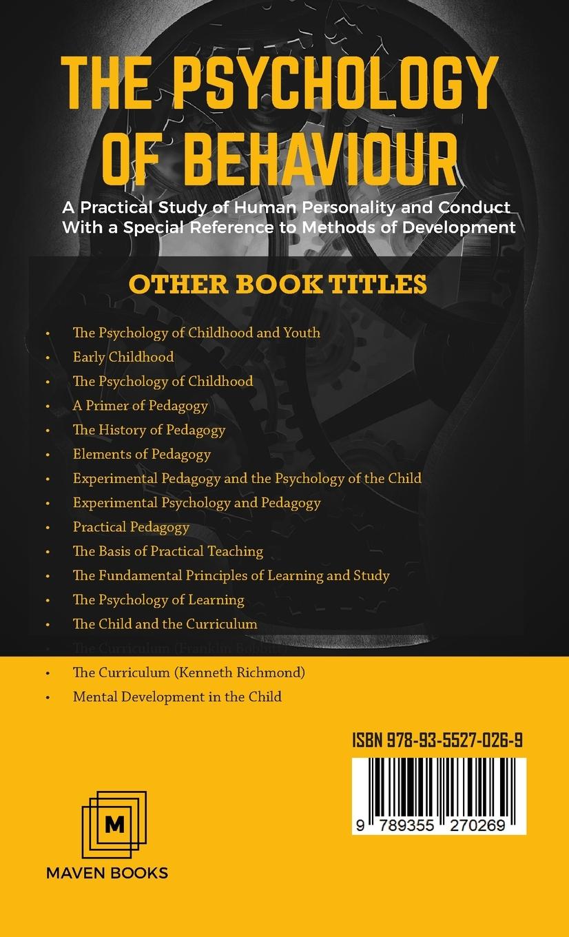 Rückseitencover The Psychology of  Behaviour A Practical Study of Human Personality and Conduct With a Special Reference to Methods of Development
