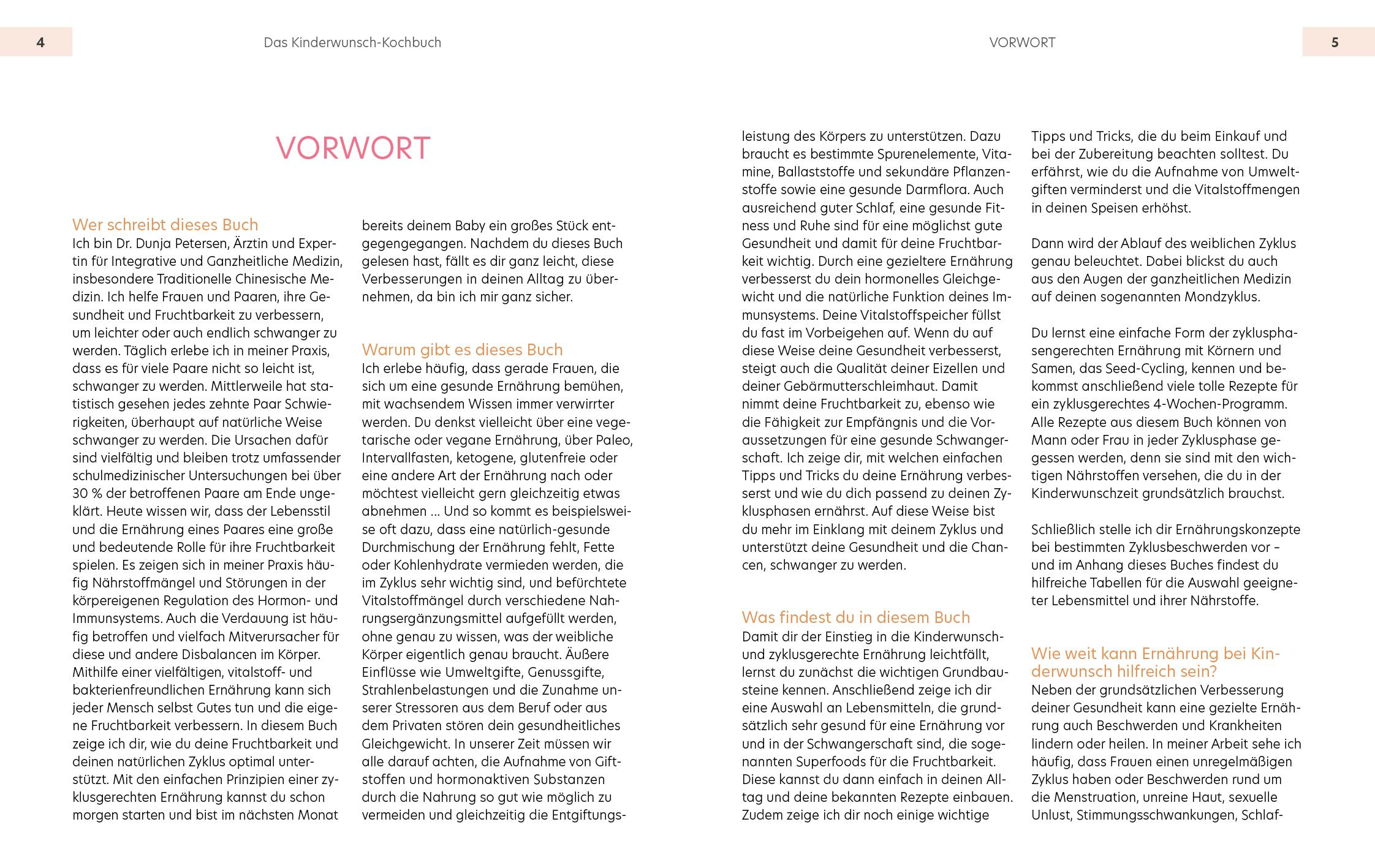 Beispielinhalt (Bild) Das Kinderwunsch-Kochbuch