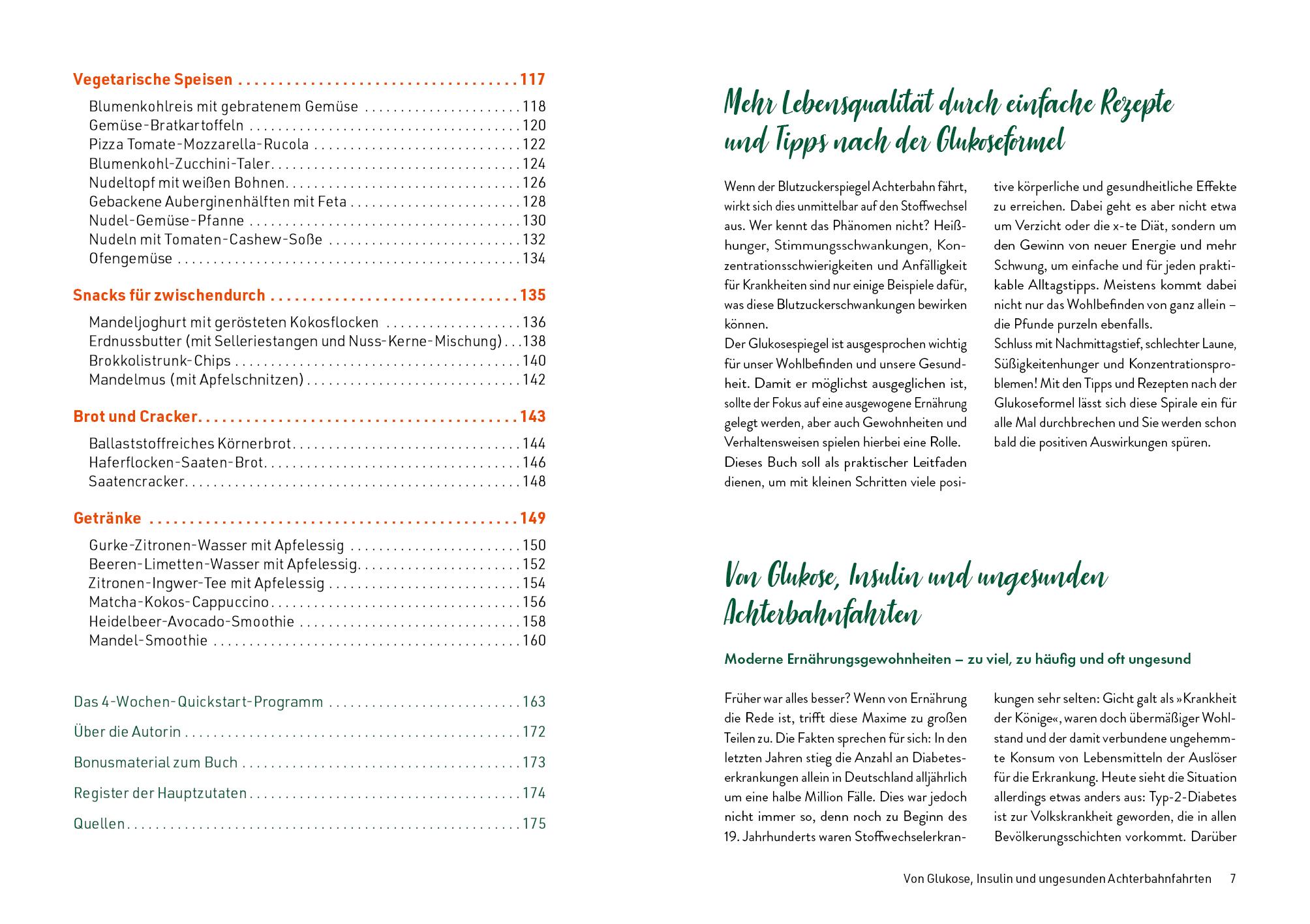 Beispielinhalt (Bild) Die Glukose-Formel: Das Kochbuch