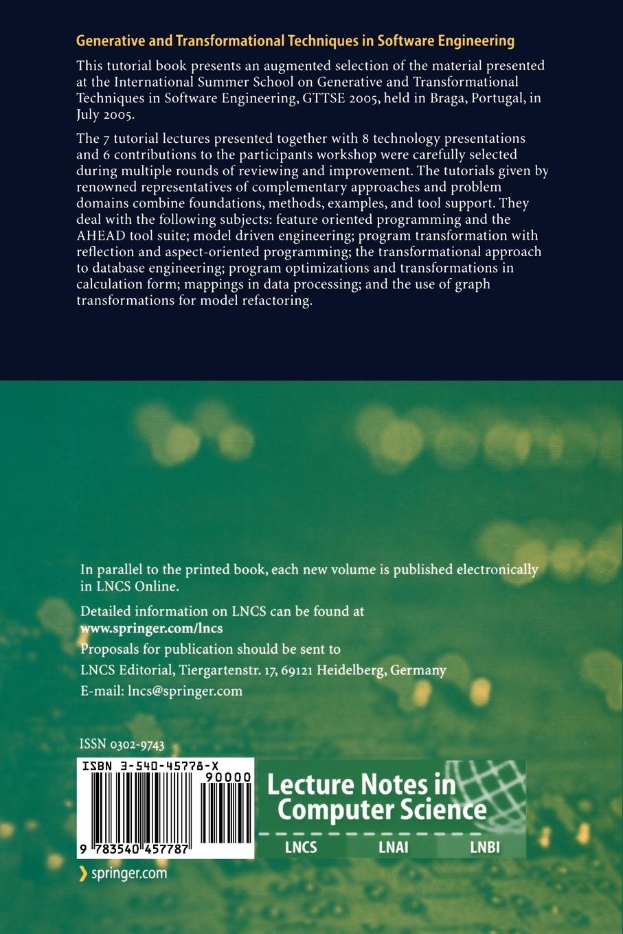 Rückseitencover Generative and Transformational Techniques in Software Engineering