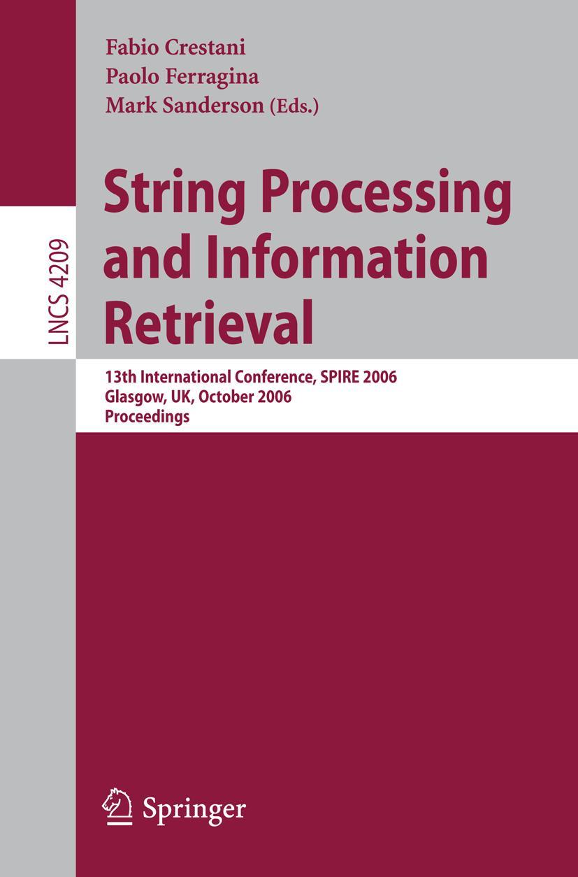 Vorderes Coverbild String Processing and Information Retrieval