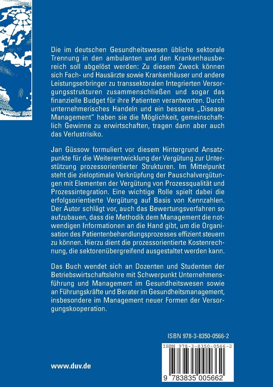 Rückseitencover Vergütung Integrierter Versorgungsstrukturen im Gesundheitswesen