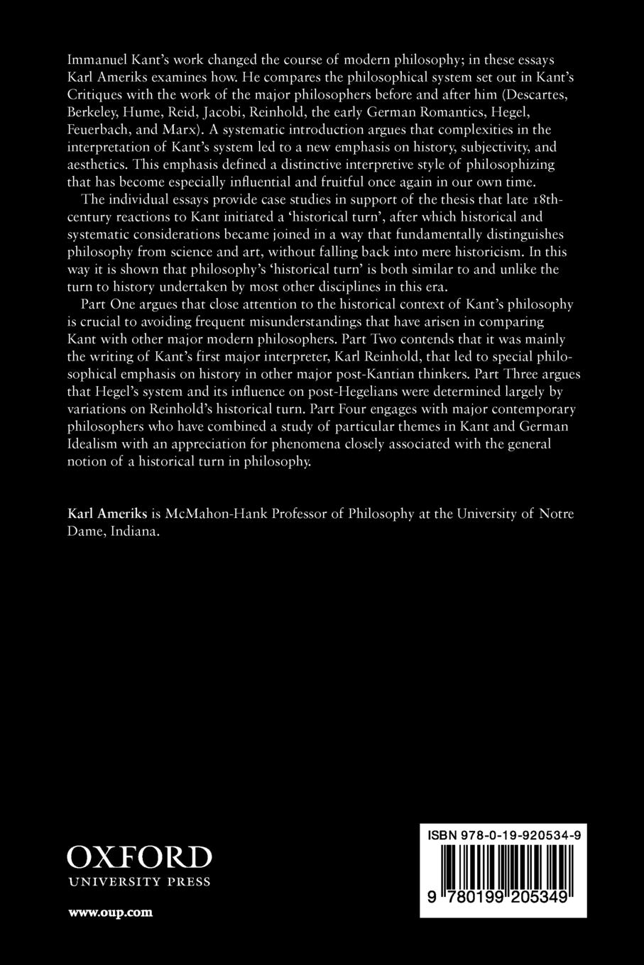 Rückseitencover Kant and the Historical Turn