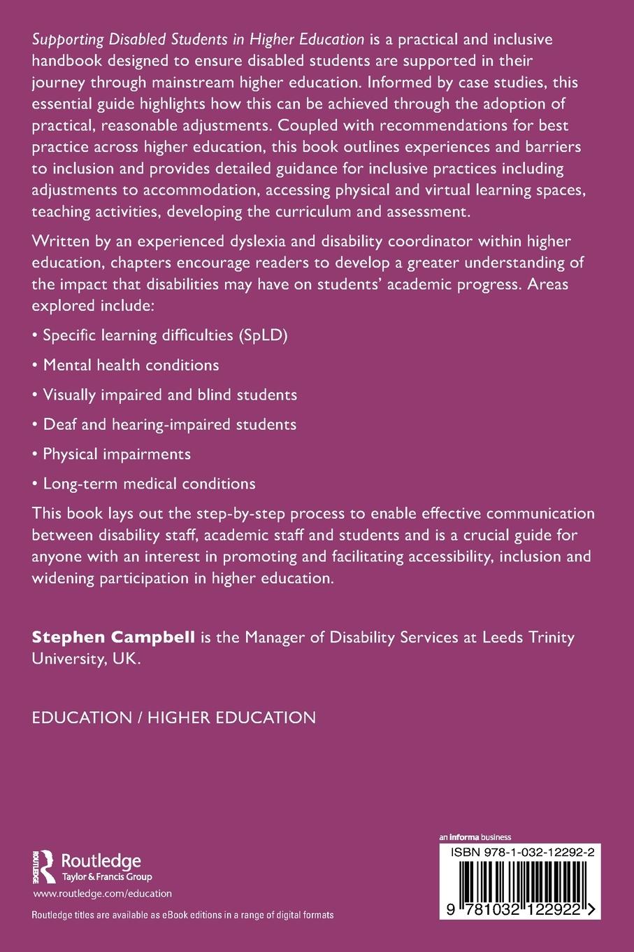 Rückseitencover Supporting Disabled Students in Higher Education