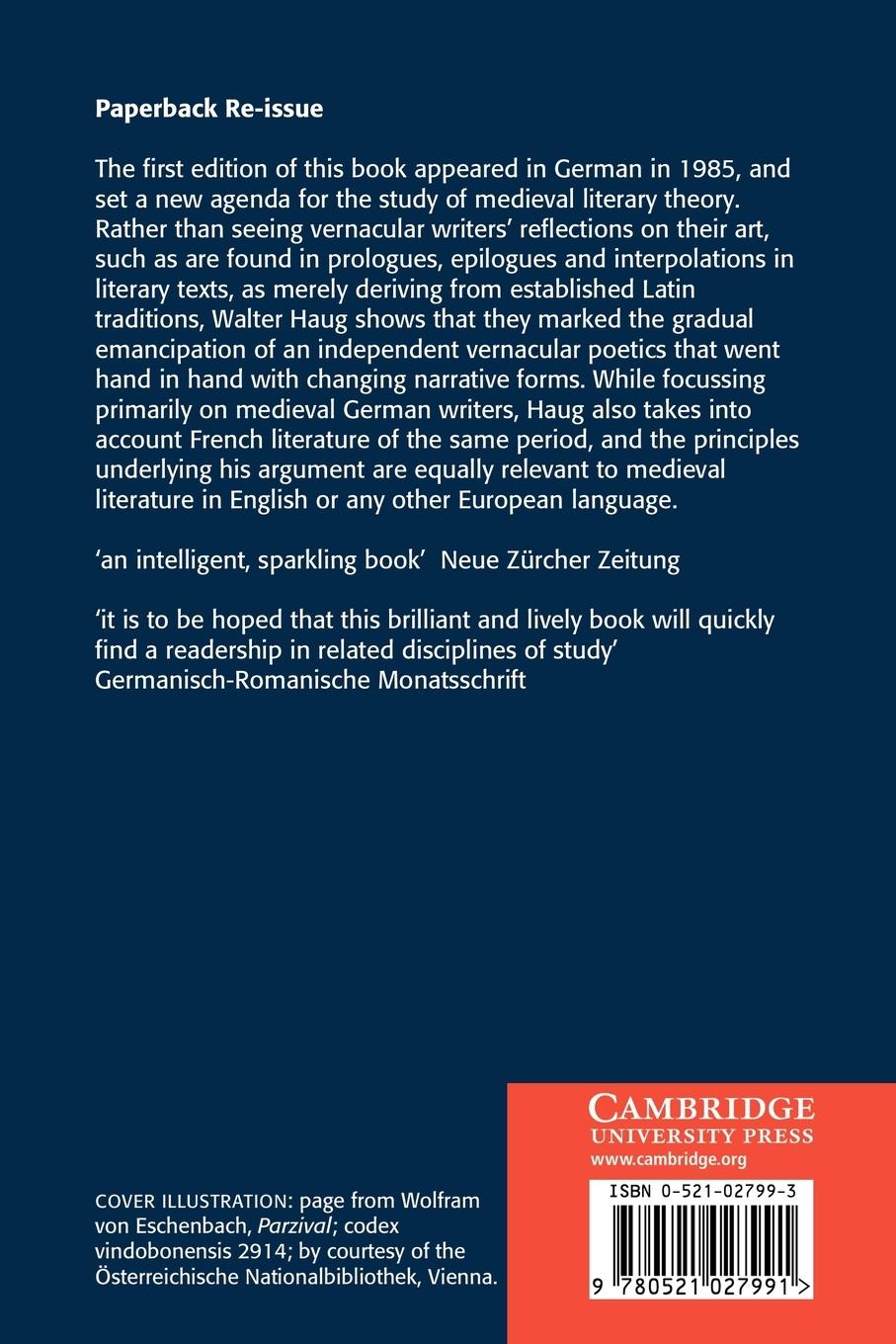 Rückseitencover Vernacular Literary Theory in the Middle Ages