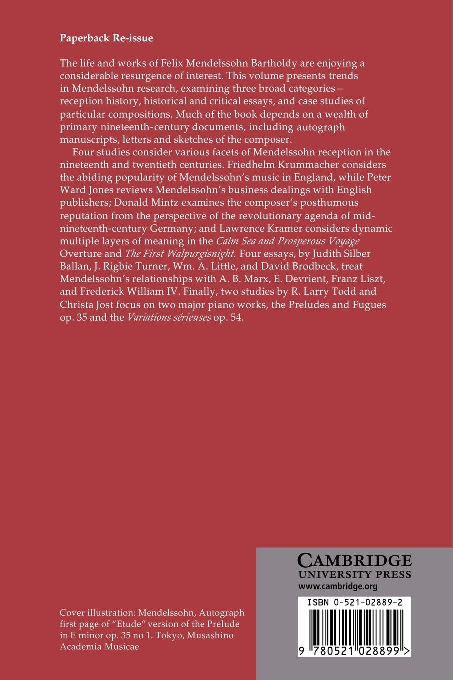 Rückseitencover Mendelssohn Studies