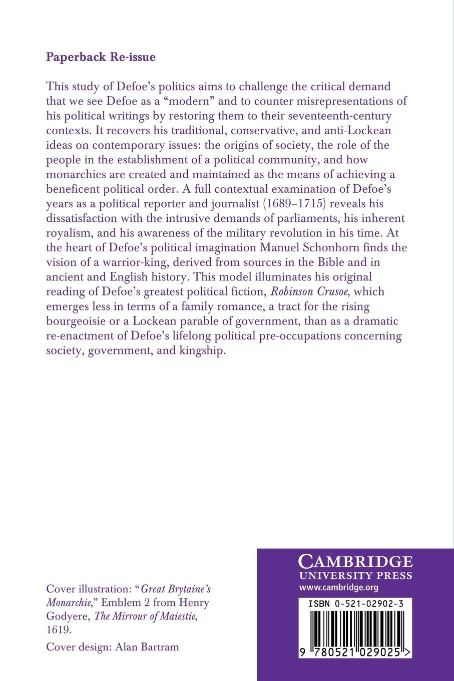 Rückseitencover Defoe's Politics