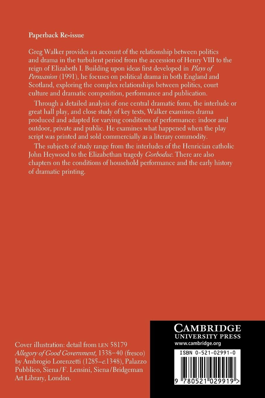 Rückseitencover The Politics of Performance in Early Renaissance Drama