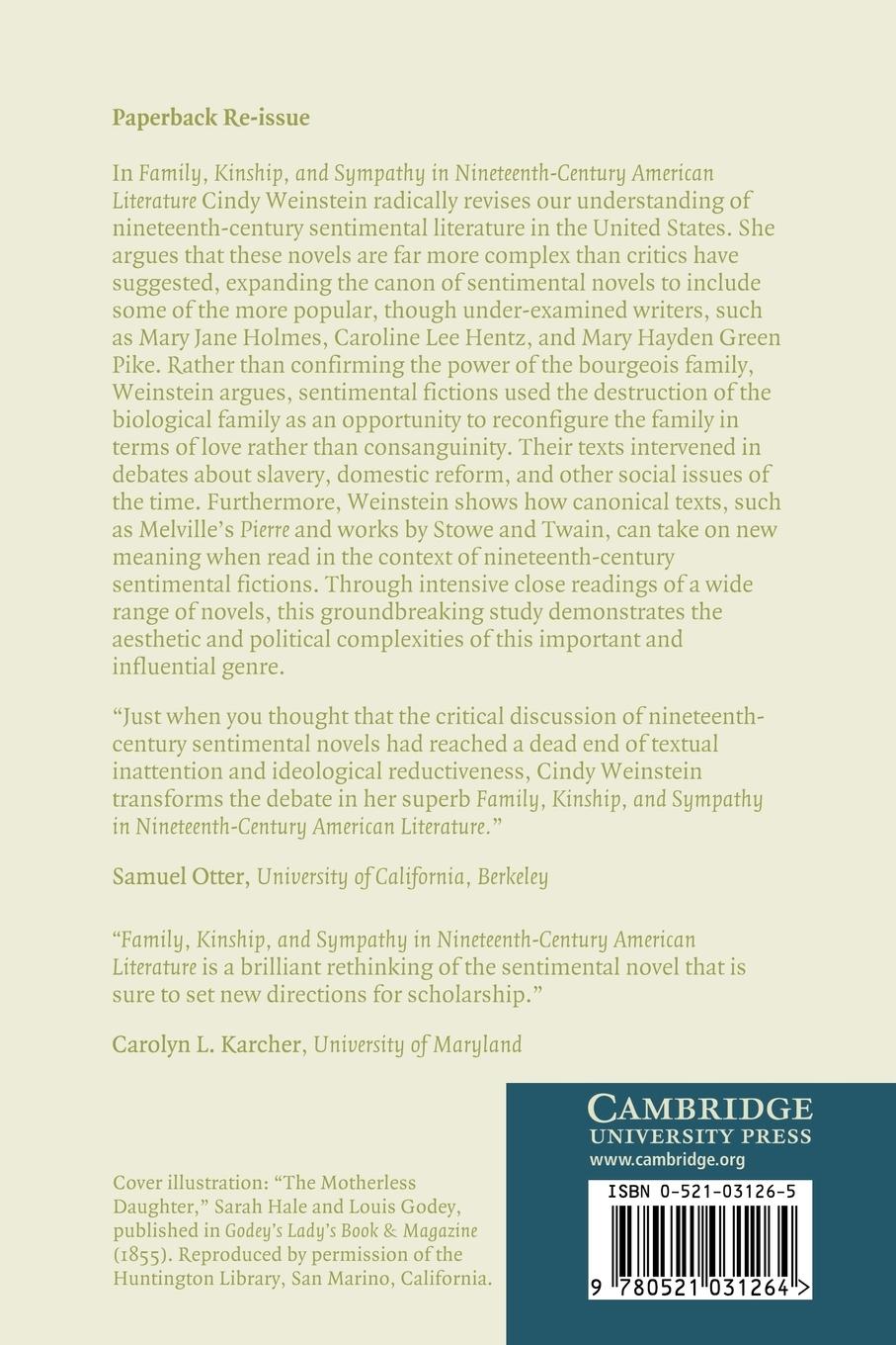 Rückseitencover Family, Kinship, and Sympathy in Nineteenth-Century American Literature