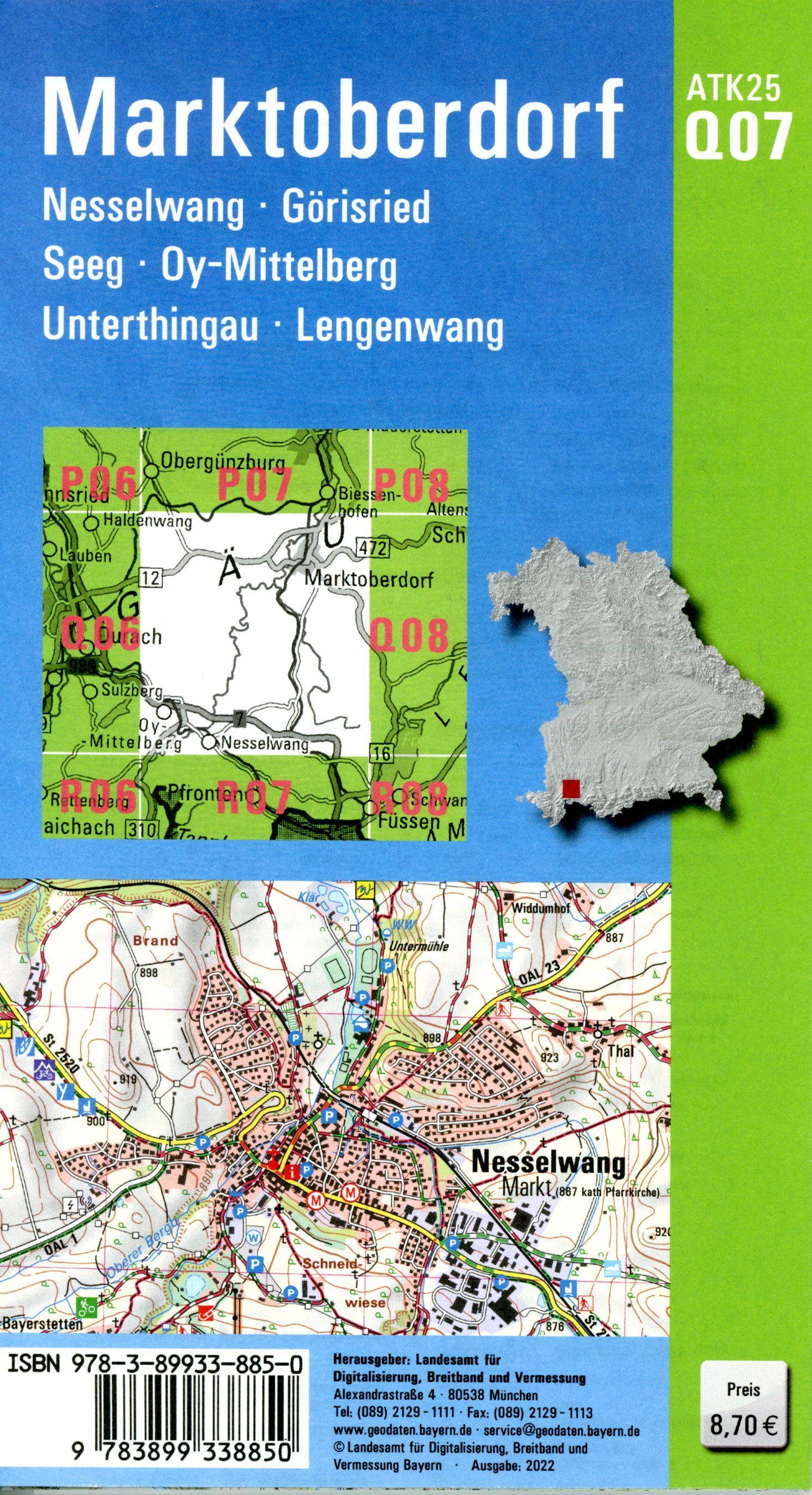 Beispielinhalt (Bild) ATK25-Q07 Marktoberdorf (Amtliche Topographische Karte 1:25000)