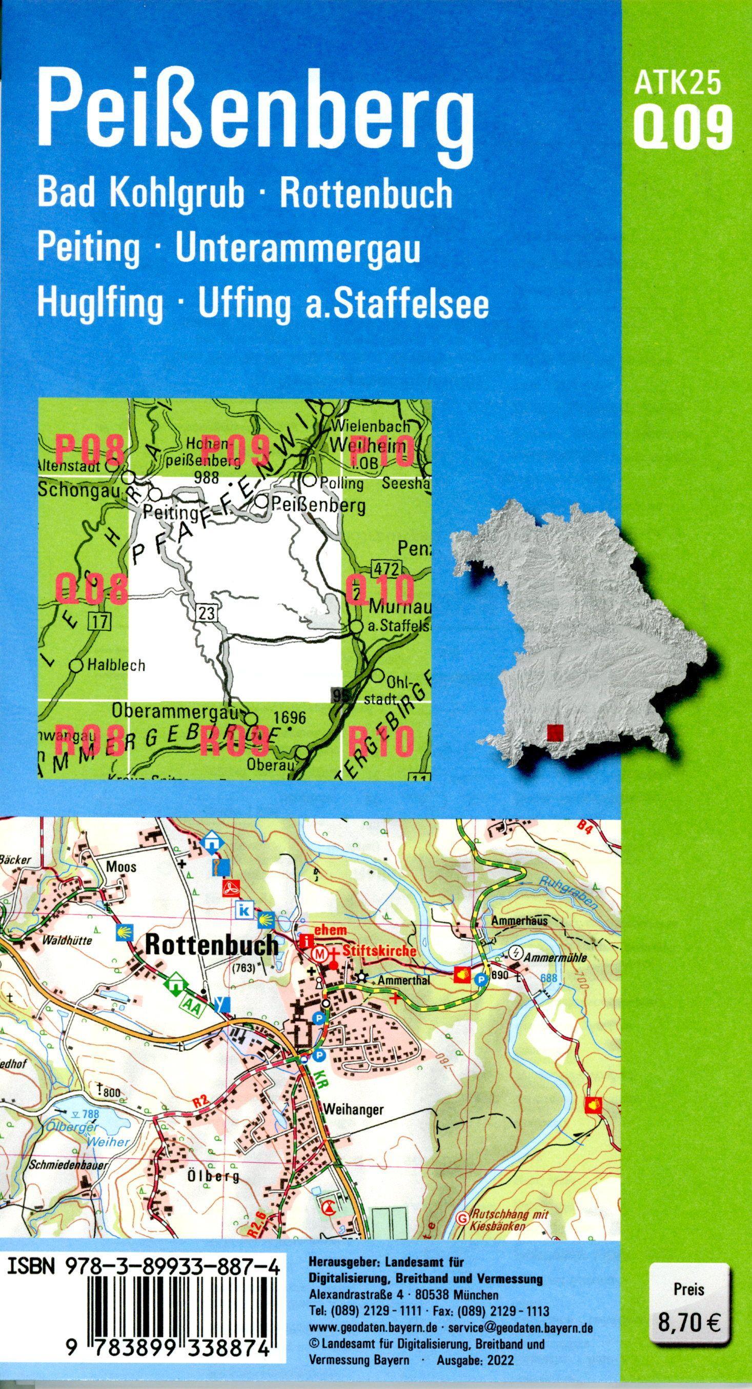 Beispielinhalt (Bild) ATK25-Q09 Peißenberg (Amtliche Topographische Karte 1:25000)