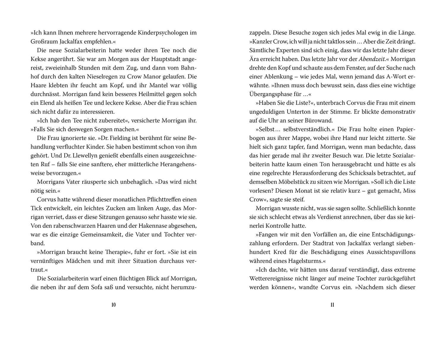 Beispielinhalt (Bild) Nevermoor 1. Fluch und Wunder
