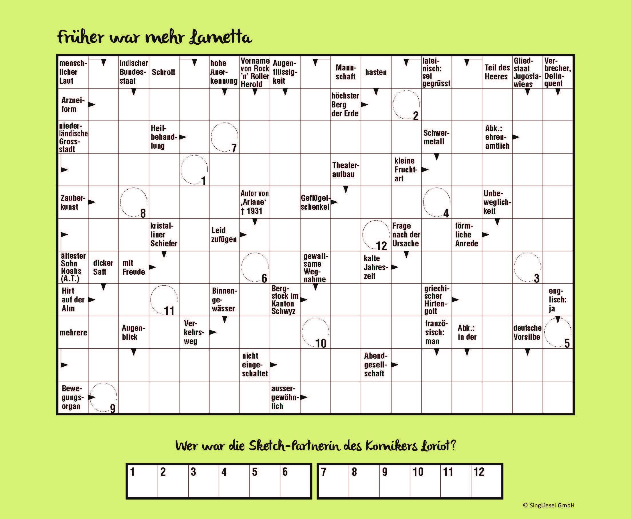 Beispielinhalt (Bild) Kreuzworträtsel für Senioren. Der Kreuzworträtsel-Block für Senioren mit vertrauten Fragen vergangener Jahrzehnte. Der Rätsel-Block für Senioren im Großformat und mit großer Schrift. (Band 3)