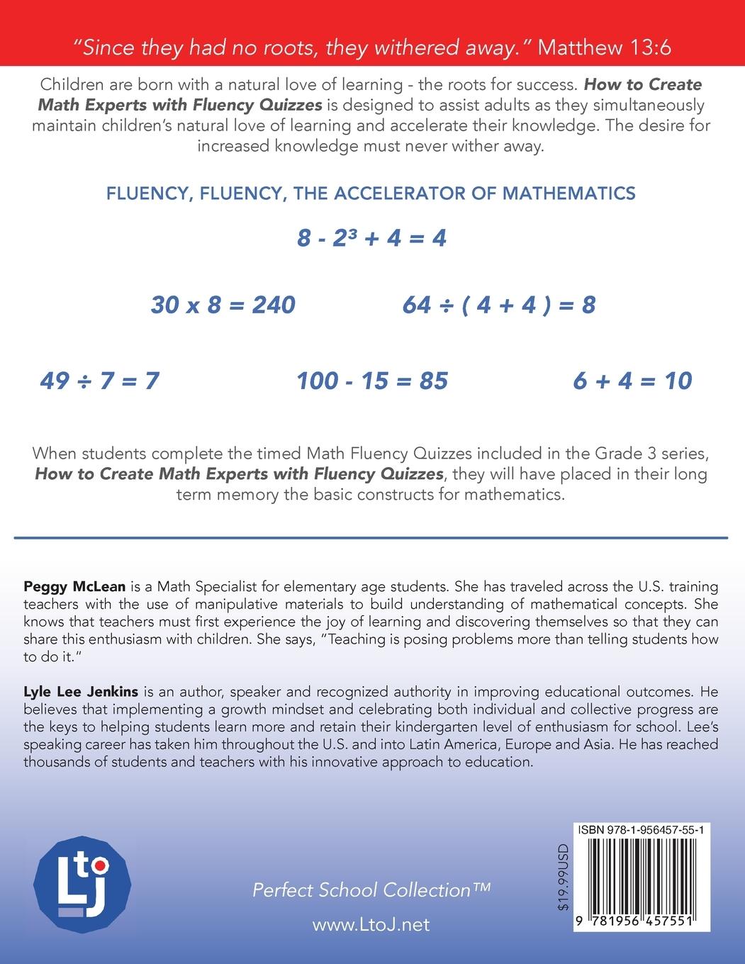 Rückseitencover How to Create Math Experts with Fluency Quizzes Grade 3