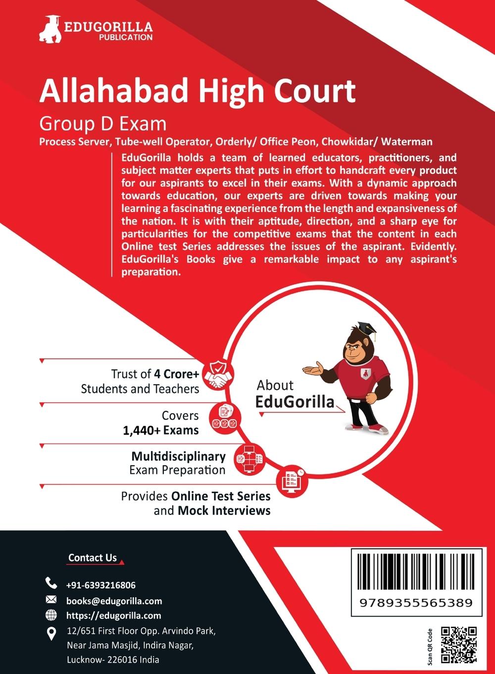 Rückseitencover Allahabad High Court Group D Exam Book 2023 (English Edition) - 8 Full Length Mock Tests and 8 Sectional Tests (1000 Solved Questions) with Free Access to Online Tests