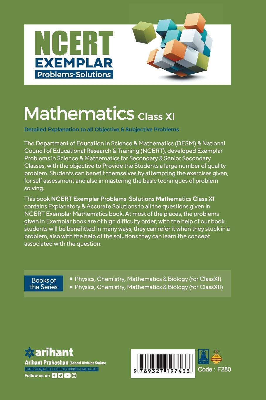 Rückseitencover NCERT Exemplar Problems-Solutions Mathematics class 11th