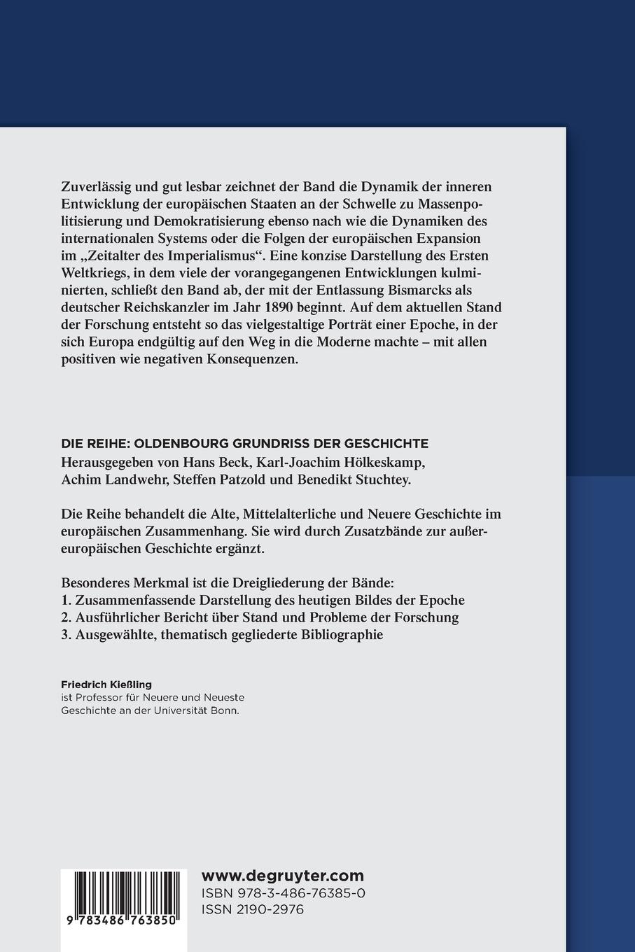 Rückseitencover Europa im Zeitalter des Imperialismus 1890-1918