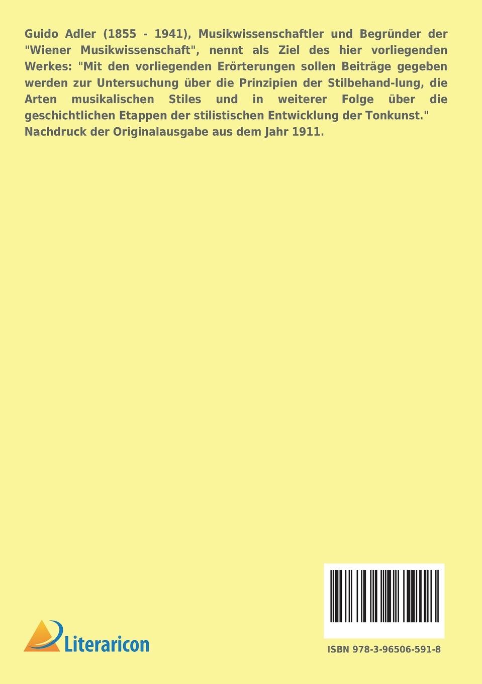 Rückseitencover Der Stil in der Musik