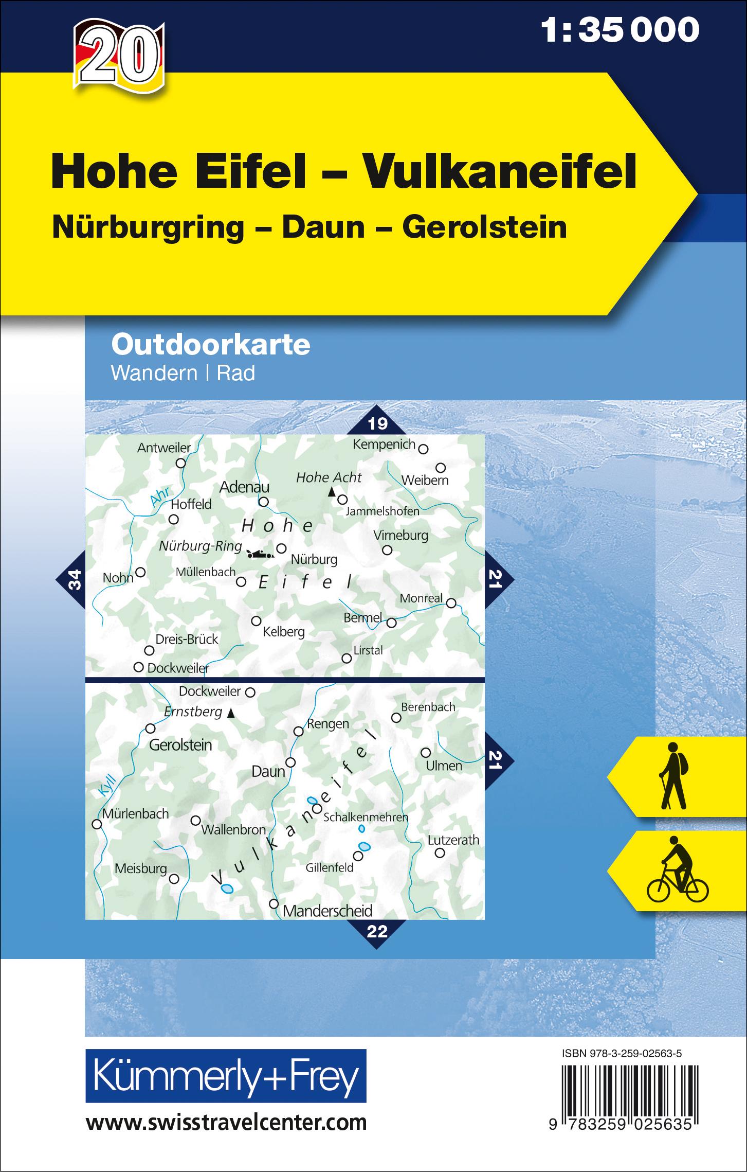 Rückseitencover Hohe Eifel Vulkaneifel Nr. 20 Outdoorkarte Deutschland 1:35 000