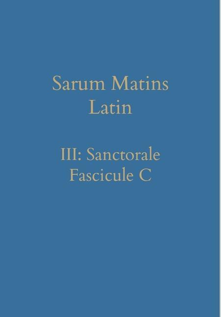 Vorderes Coverbild Sarum Matins Latin III