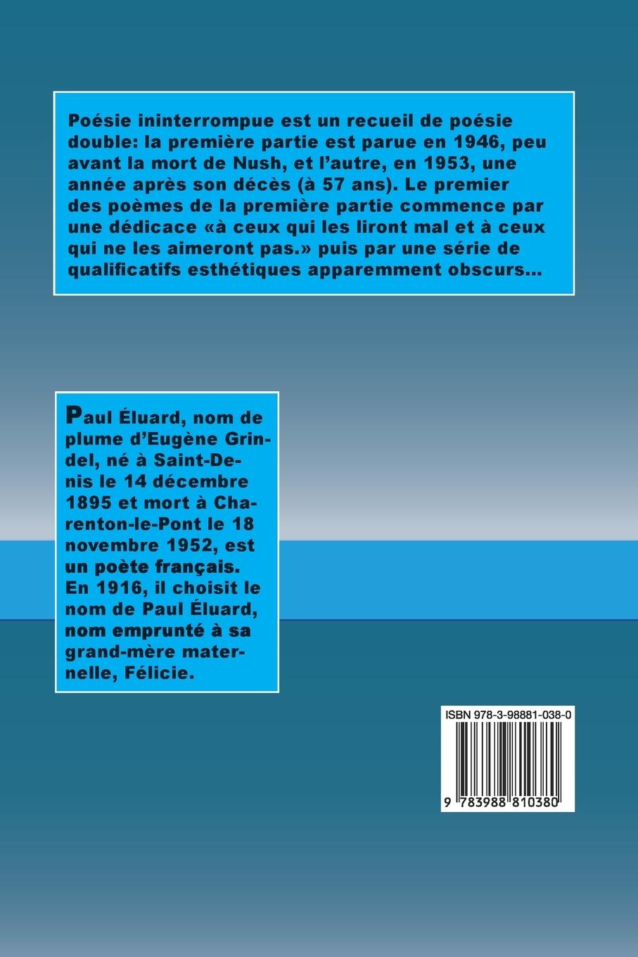 Rückseitencover Poésie Ininterrompue