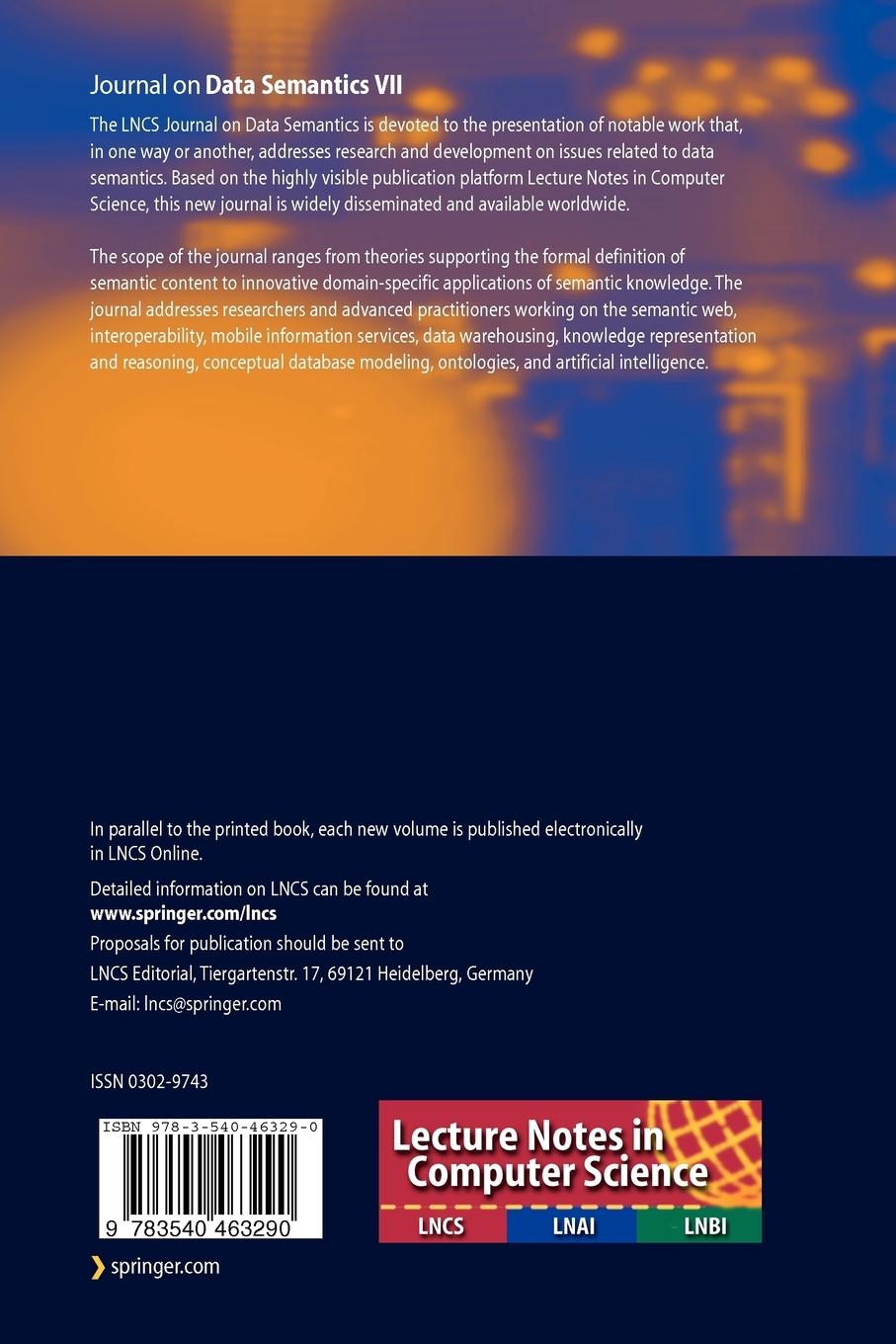 Rückseitencover Journal on Data Semantics VII