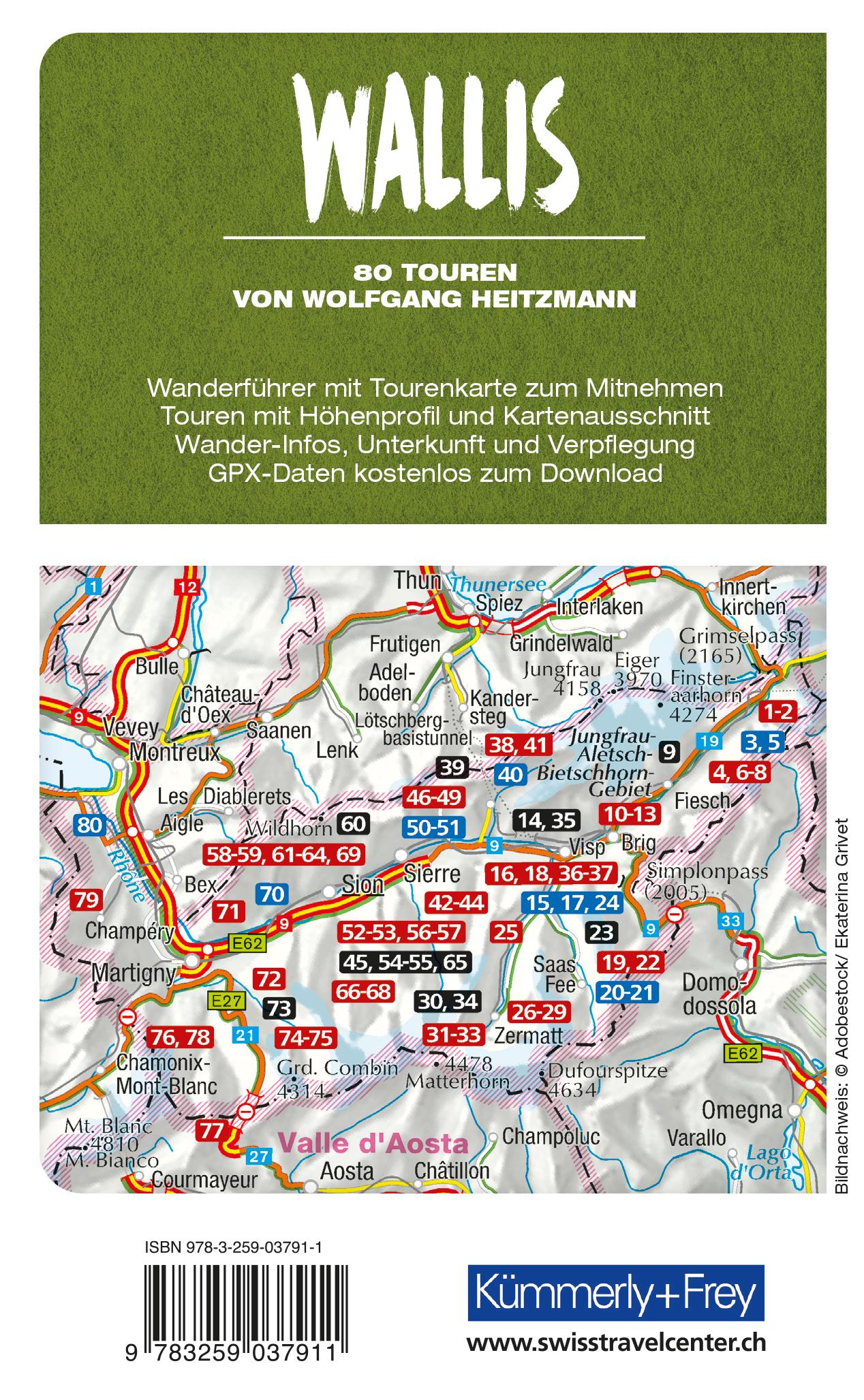 Rückseitencover Kümmerly+Frey Wanderführer Wallis