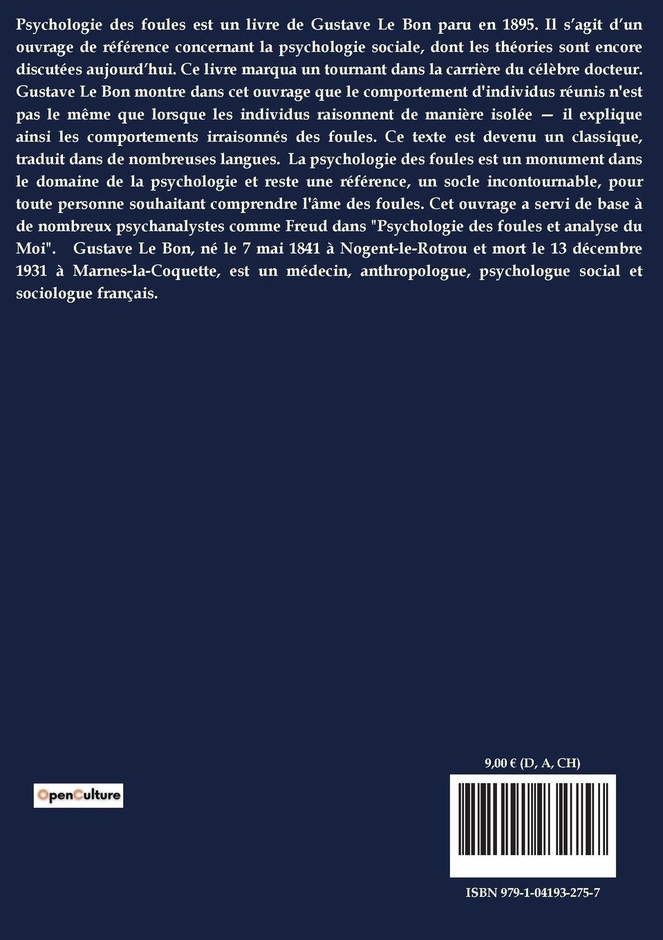 Rückseitencover Psychologie des foules