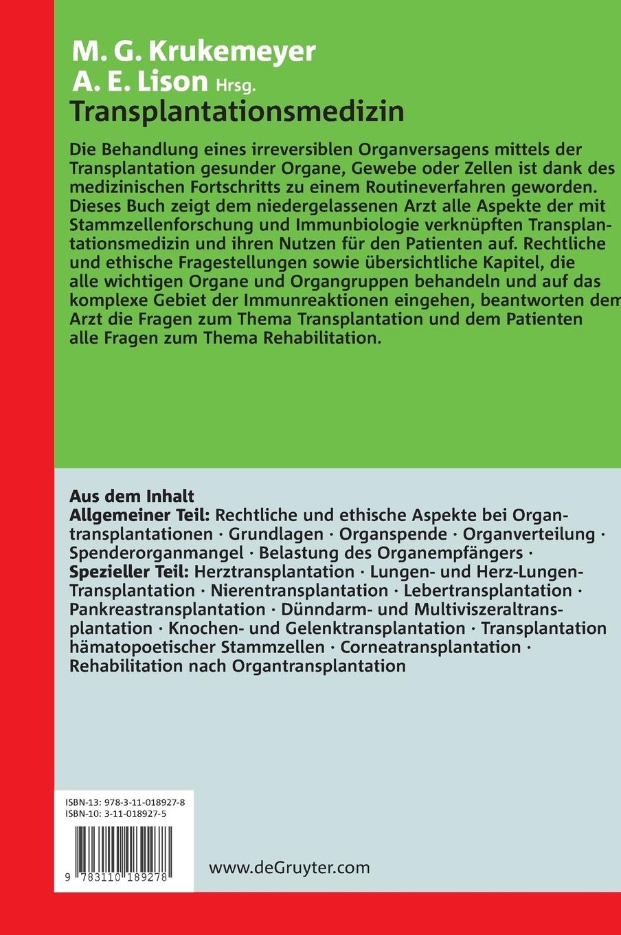 Rückseitencover Transplantationsmedizin