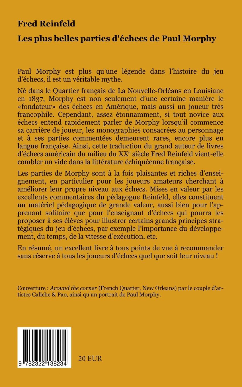 Rückseitencover Les plus belles parties d'échecs de Paul Morphy