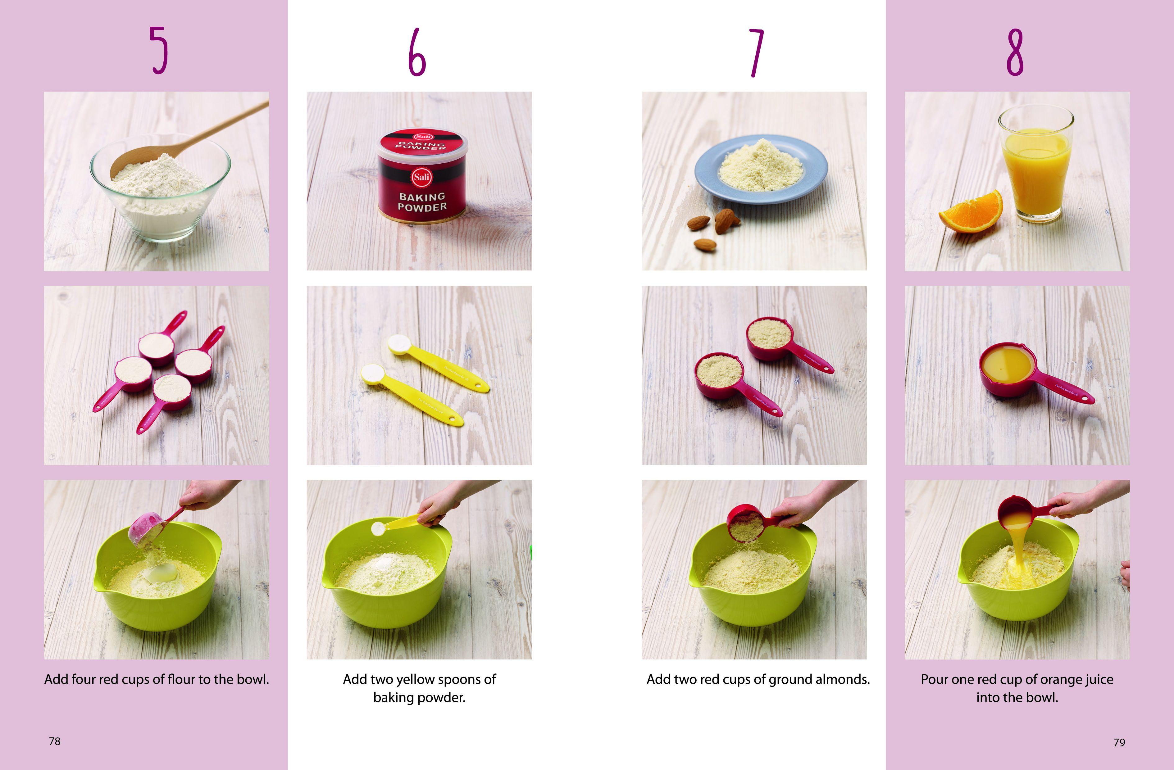 Beispielinhalt (Bild) Kids Easy Cup Cookbook: Baking with Kids (Part 1), Baking box set incl. 5 colorful measuring cups