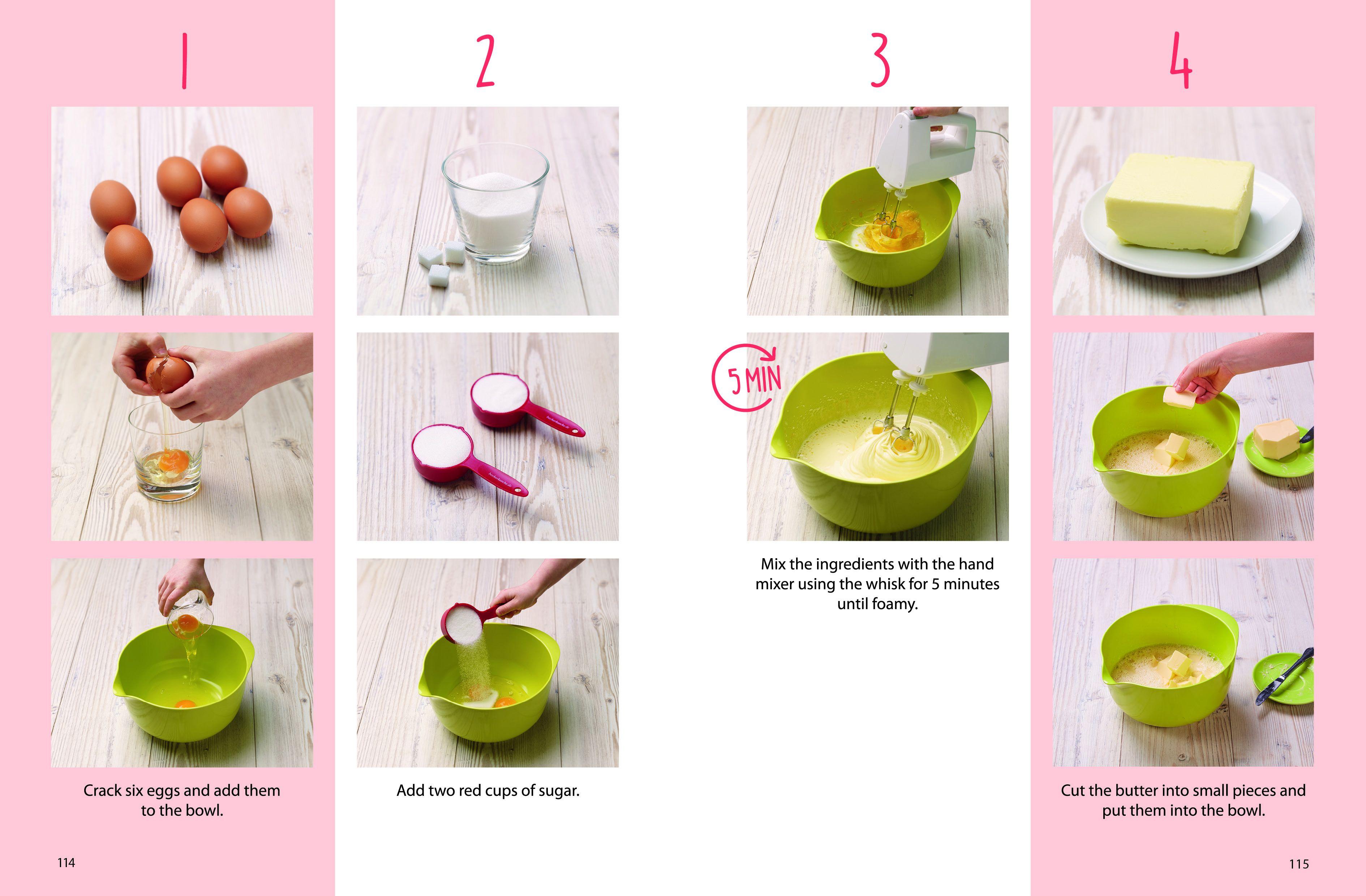 Beispielinhalt (Bild) Kids Easy Cup Cookbook: Baking with Kids (Part 1), Baking box set incl. 5 colorful measuring cups