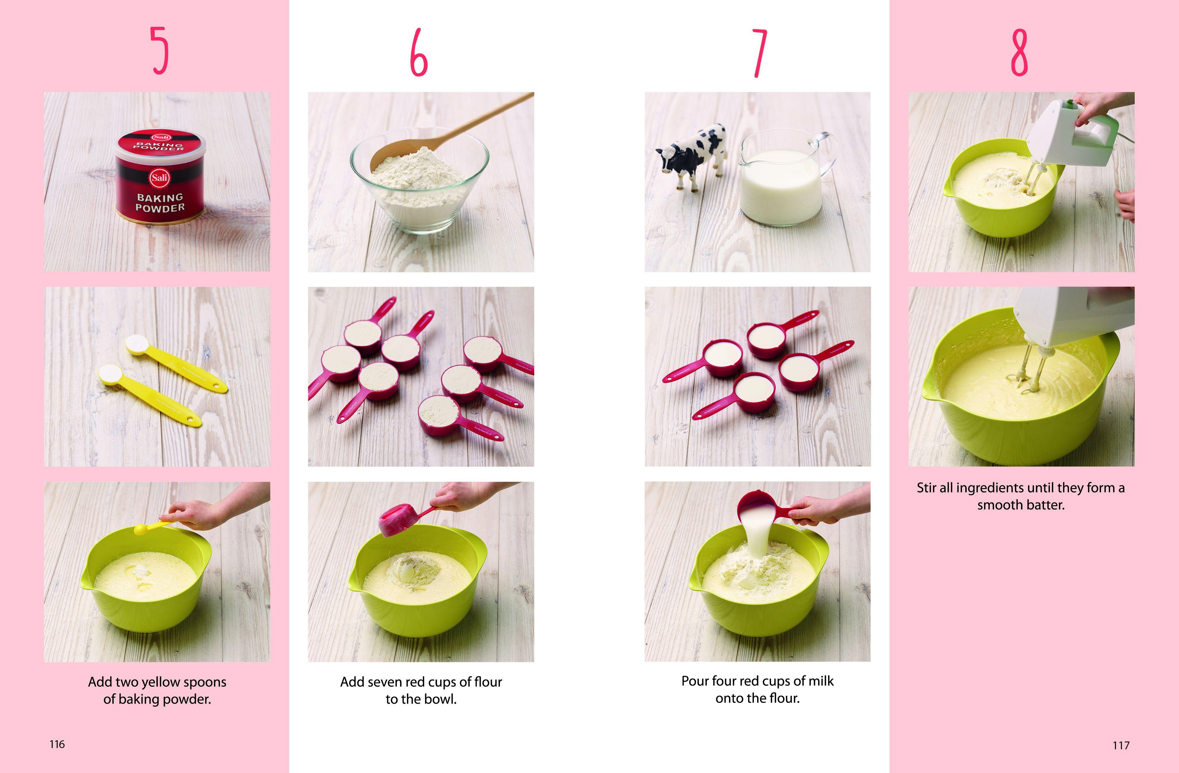 Beispielinhalt (Bild) Kids Easy Cup Cookbook: Baking with Kids (Part 1), Baking box set incl. 5 colorful measuring cups