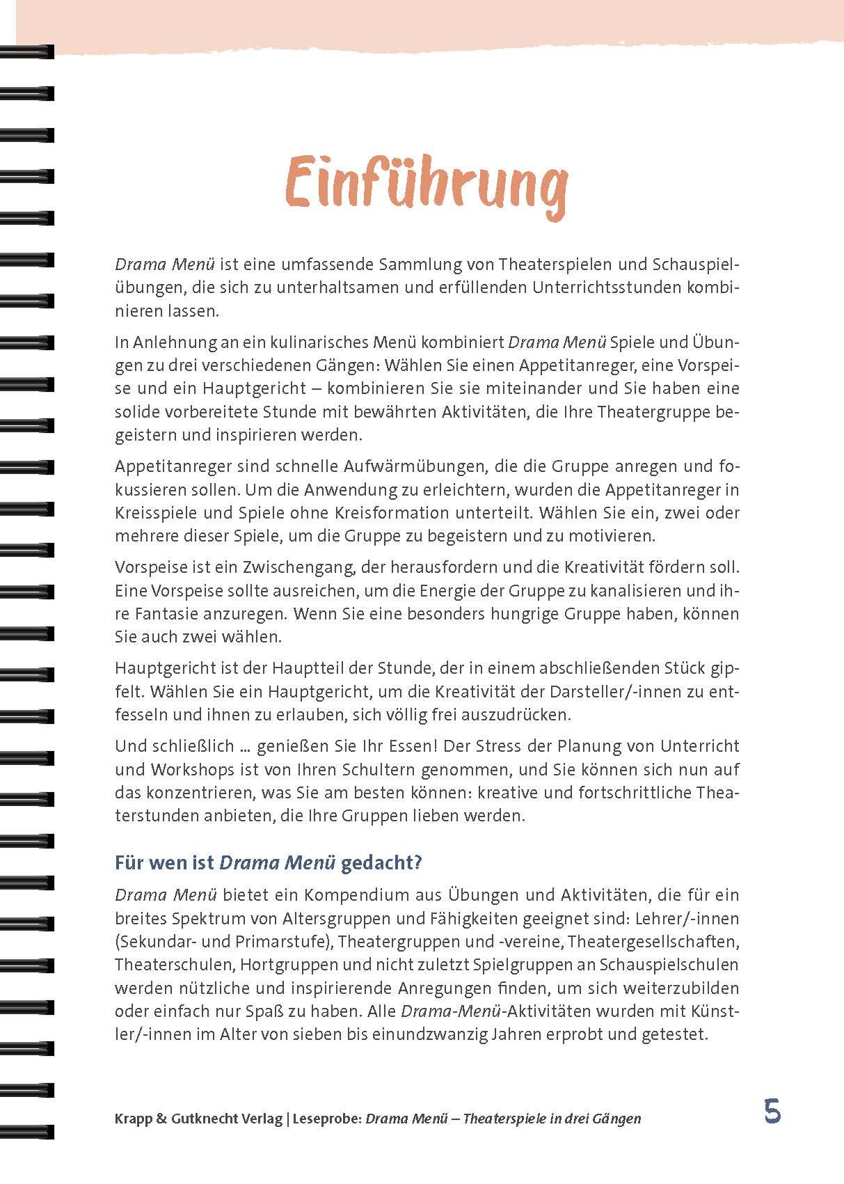 Beispielinhalt (Bild) Drama Menü - Theaterspiele in drei Gängen