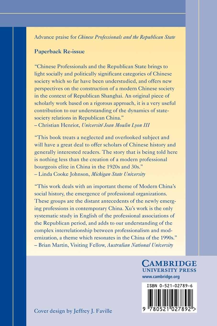 Rückseitencover Chinese Professionals and the Republican State