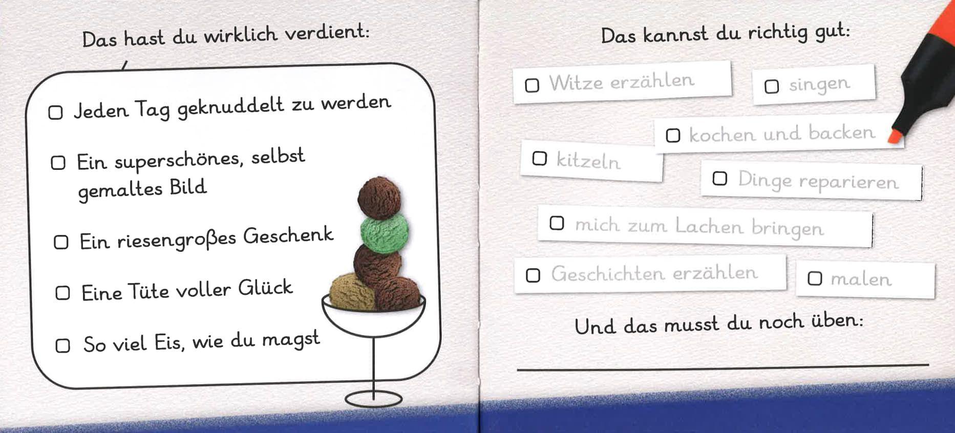 Beispielinhalt (Bild) Für den allerbesten Papa der Welt - Originelles Ausfüllbuch für Kinder