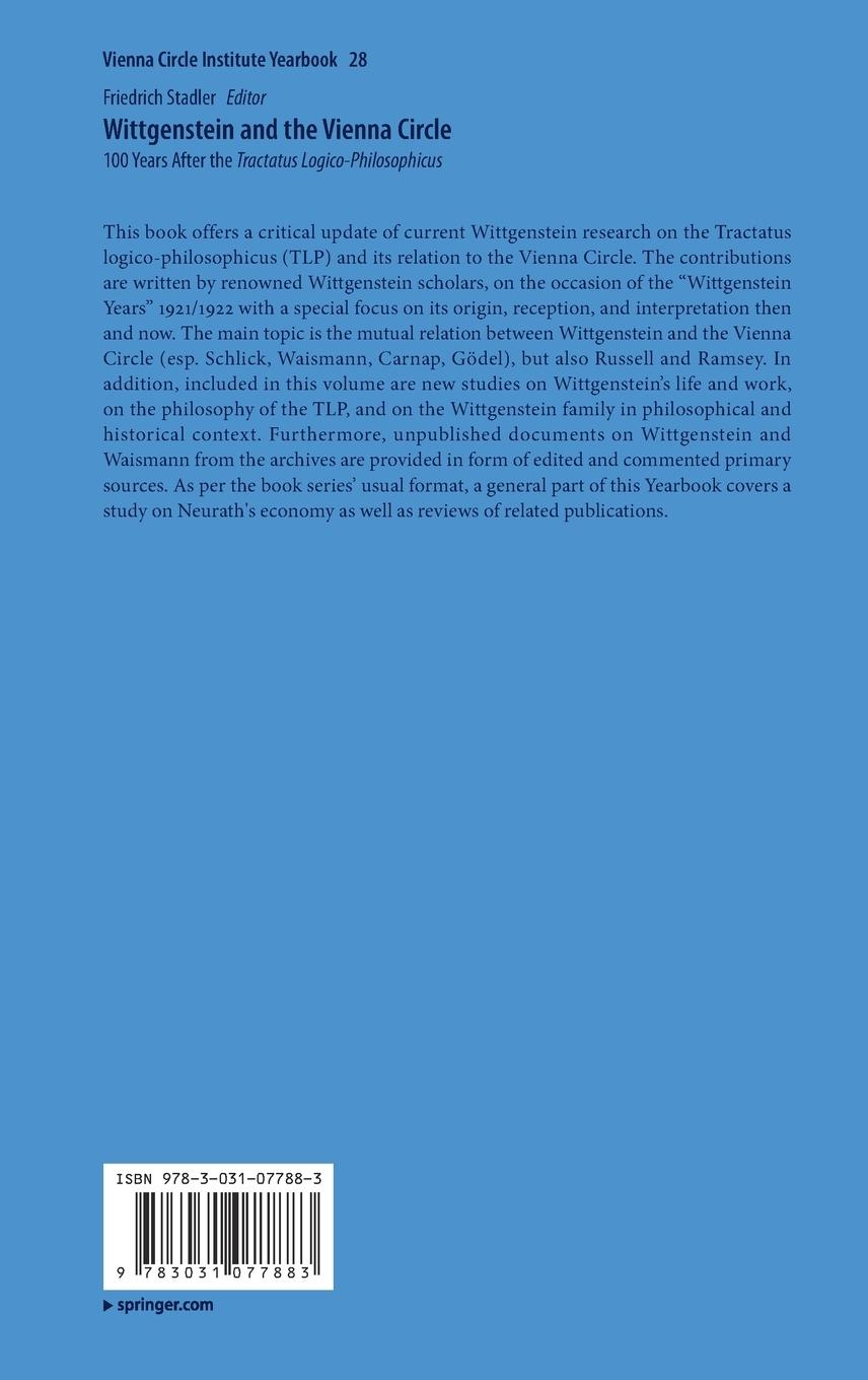 Rückseitencover Wittgenstein and the Vienna Circle