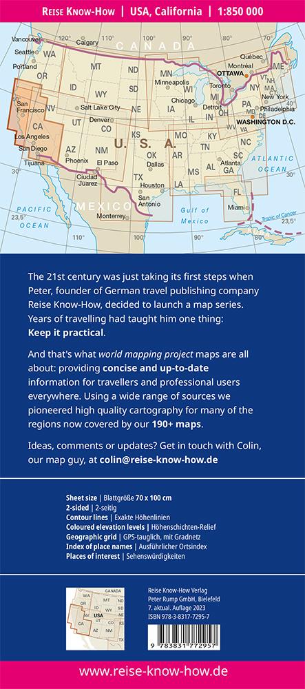 Rückseitencover Reise Know-How Landkarte USA 06, Kalifornien (1:850.000)