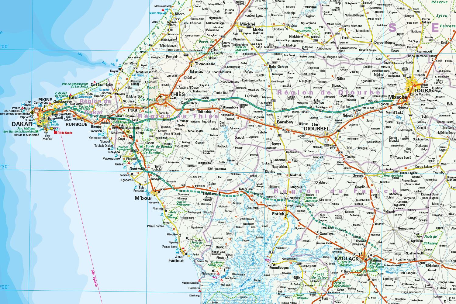 Beispielinhalt (Bild) Reise Know-How Landkarte Senegal, Gambia 1 : 550 000