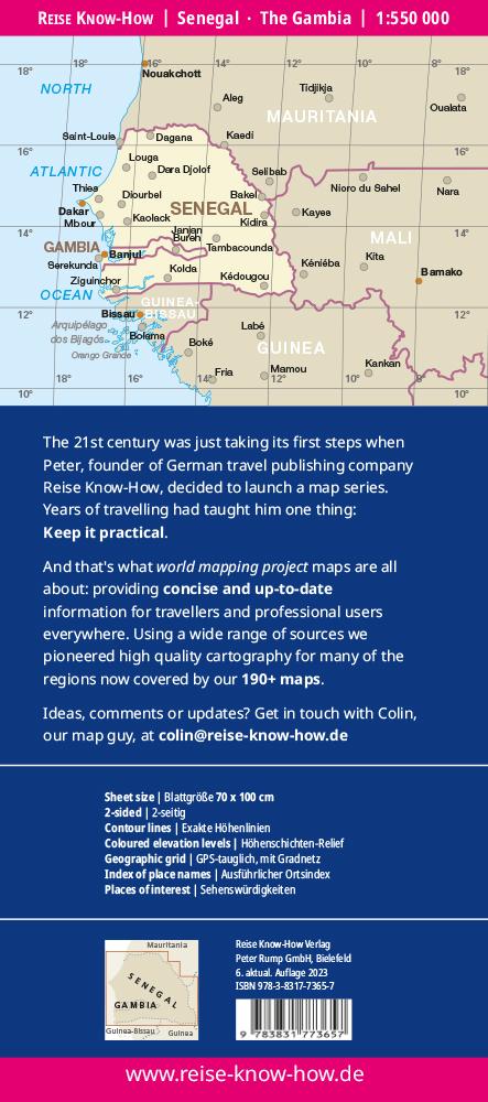 Rückseitencover Reise Know-How Landkarte Senegal, Gambia 1 : 550 000