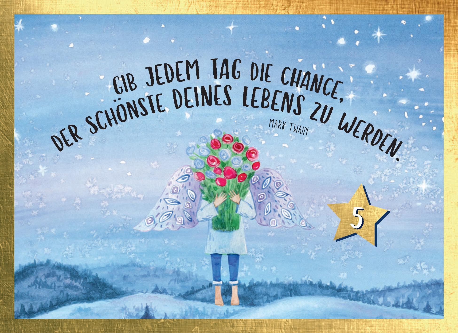 Beispielinhalt (Bild) Jeden Tag ein Schutzengel für dich | Adventskalender mit Aufsteller