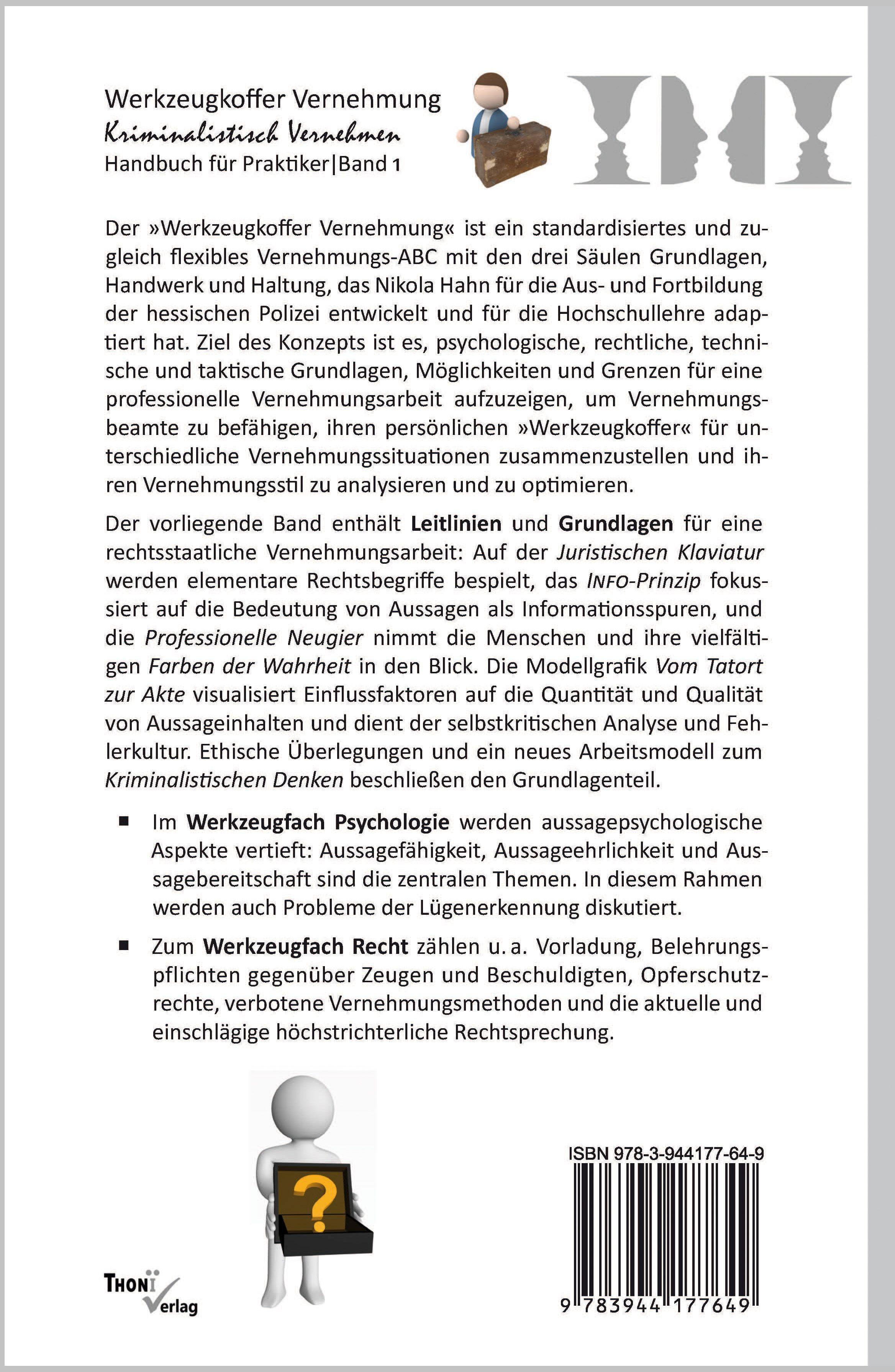 Beispielinhalt (Bild) Werkzeugkoffer Vernehmung. Kriminalistisch Vernehmen