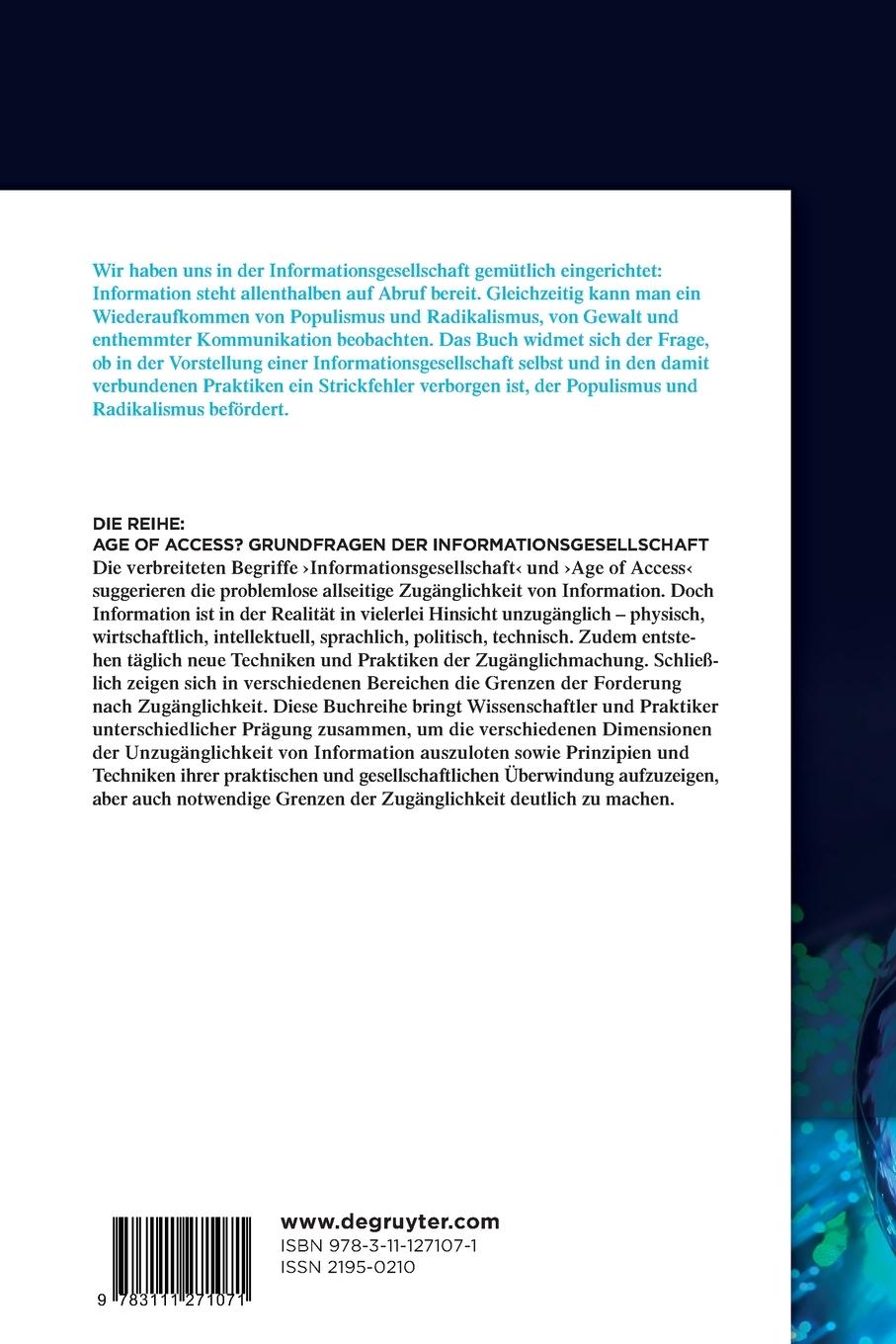 Rückseitencover Die Fragilität des Zugangs